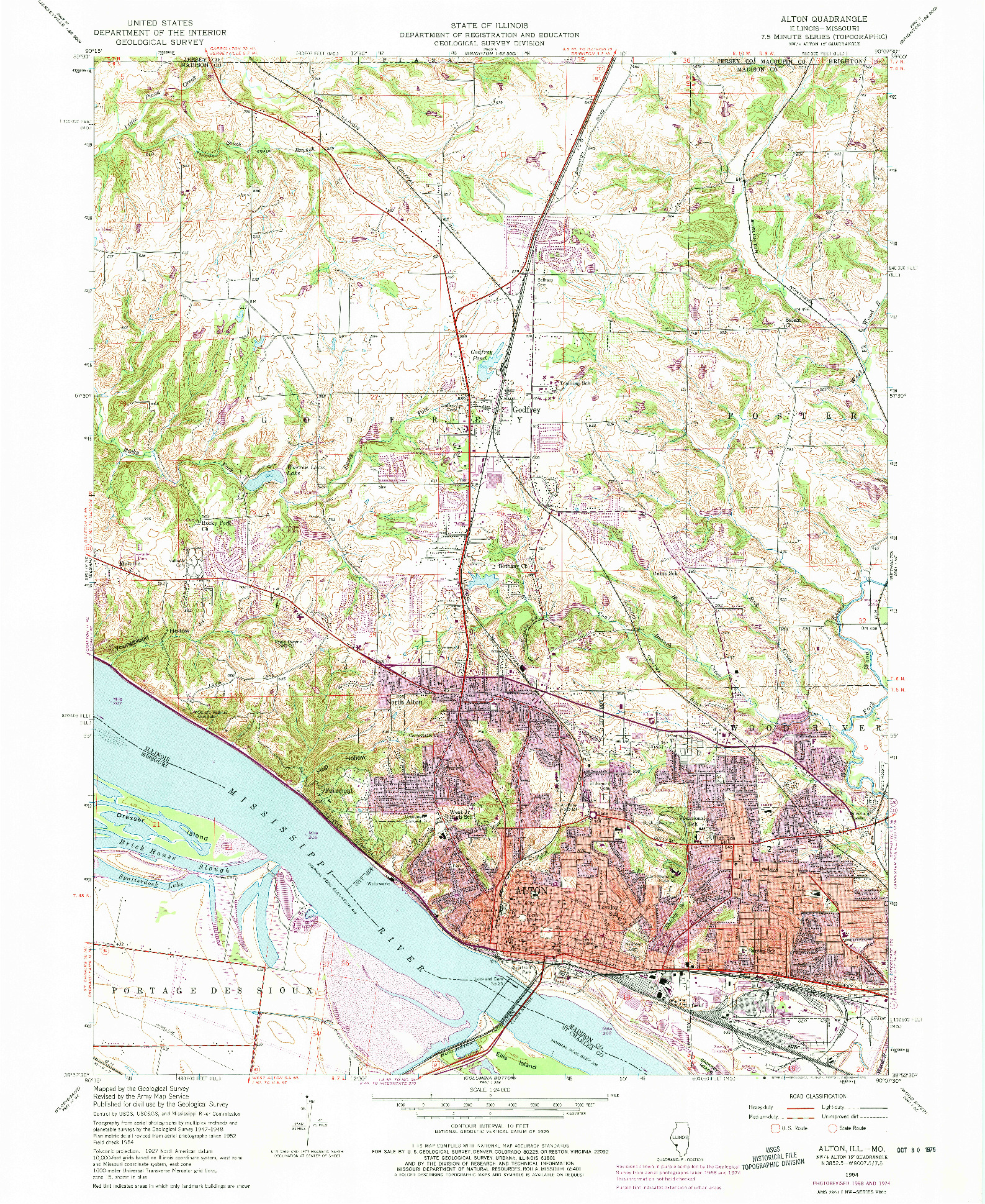 USGS 1:24000-SCALE QUADRANGLE FOR ALTON, IL 1954