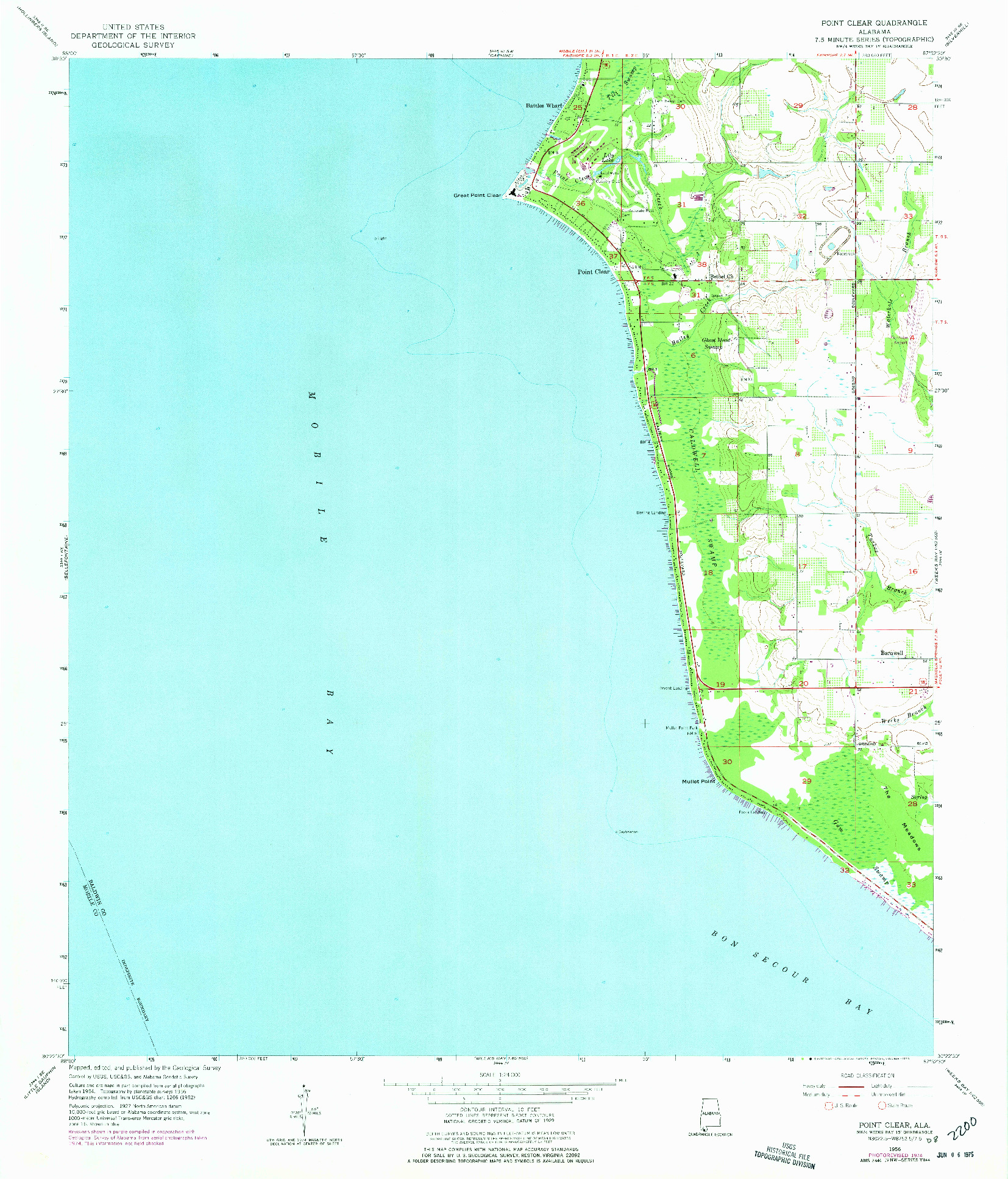 USGS 1:24000-SCALE QUADRANGLE FOR POINT CLEAR, AL 1966