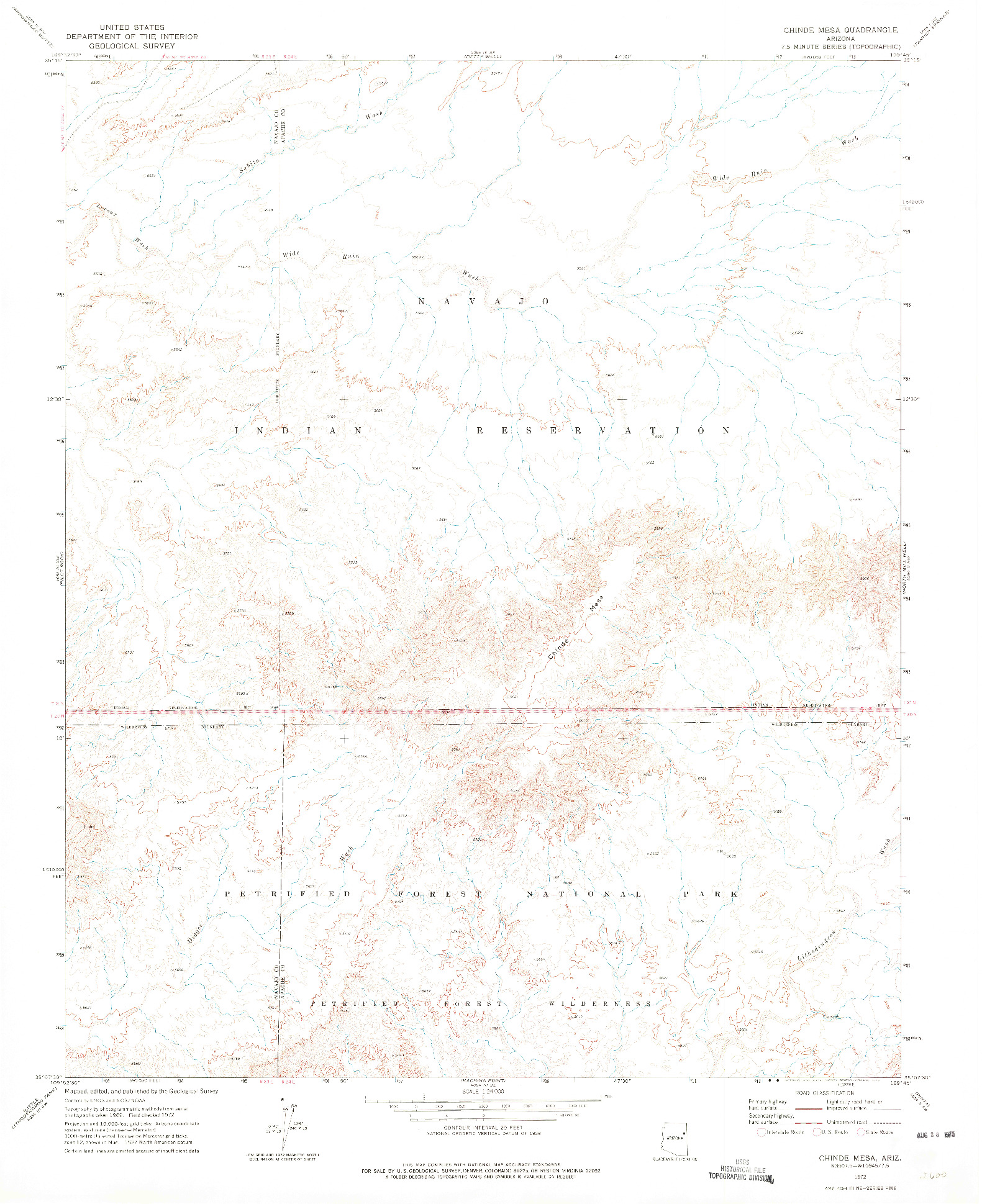USGS 1:24000-SCALE QUADRANGLE FOR CHINDE MESA, AZ 1972