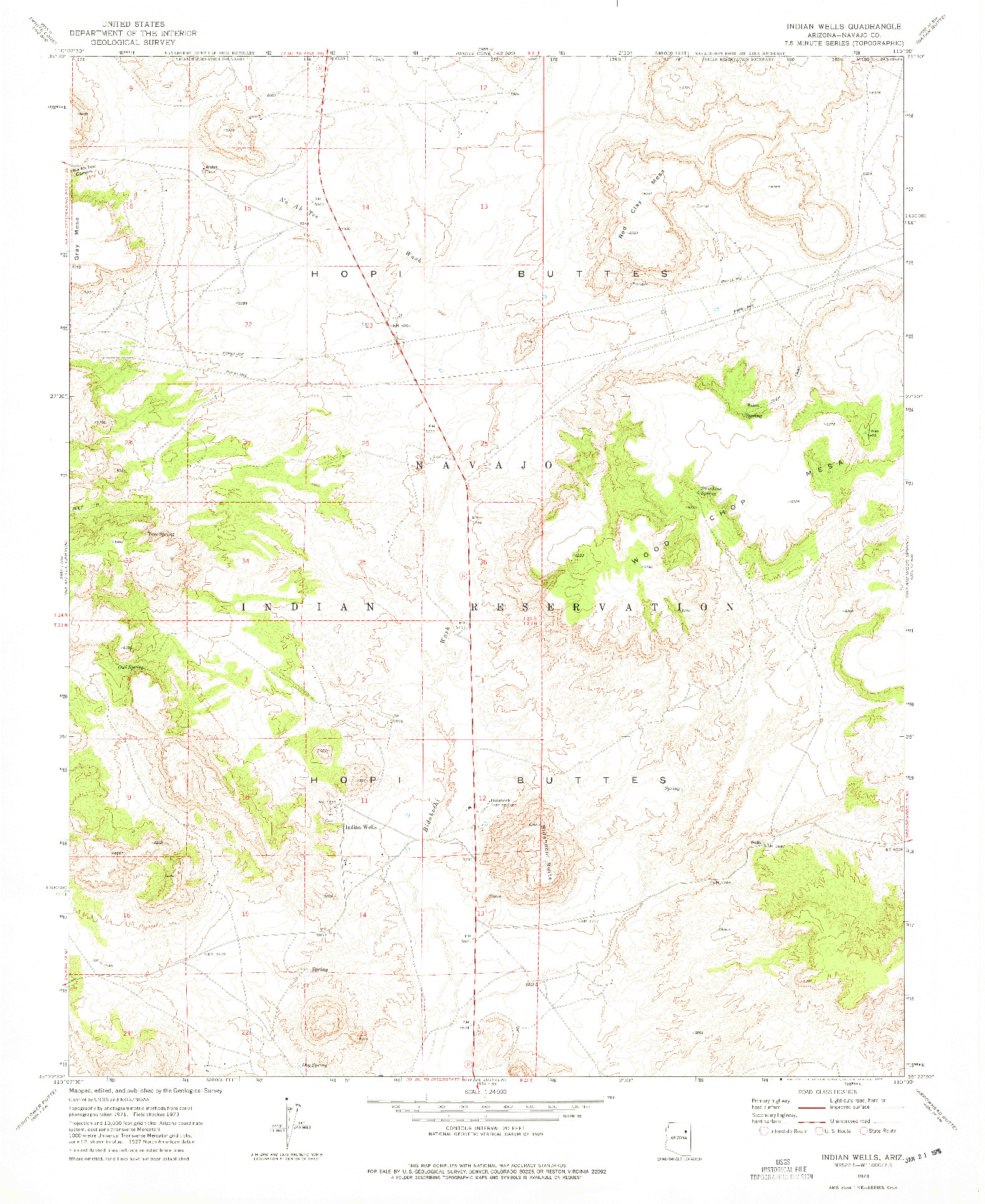 USGS 1:24000-SCALE QUADRANGLE FOR INDIAN WELLS, AZ 1973