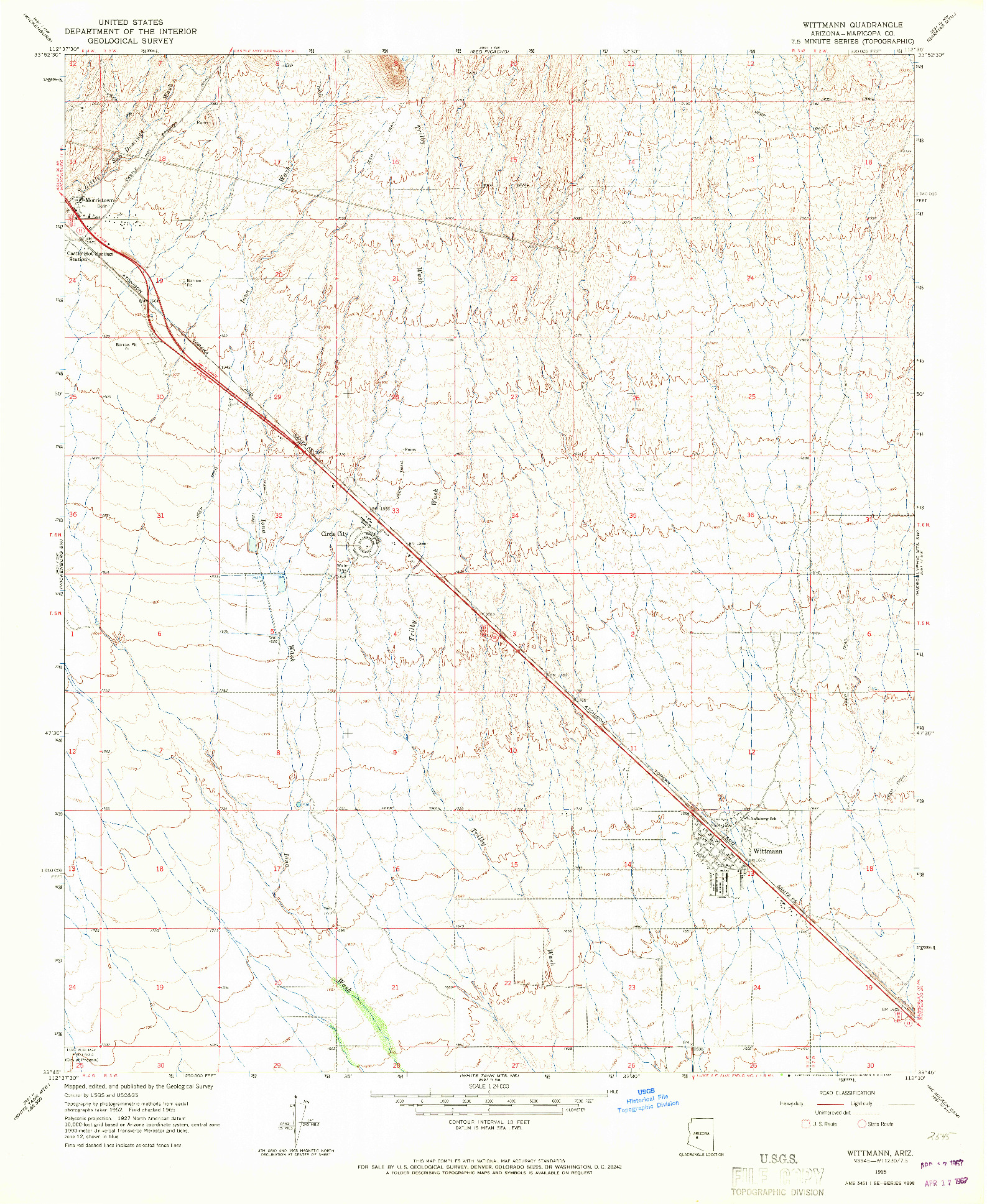 USGS 1:24000-SCALE QUADRANGLE FOR WITTMANN, AZ 1965