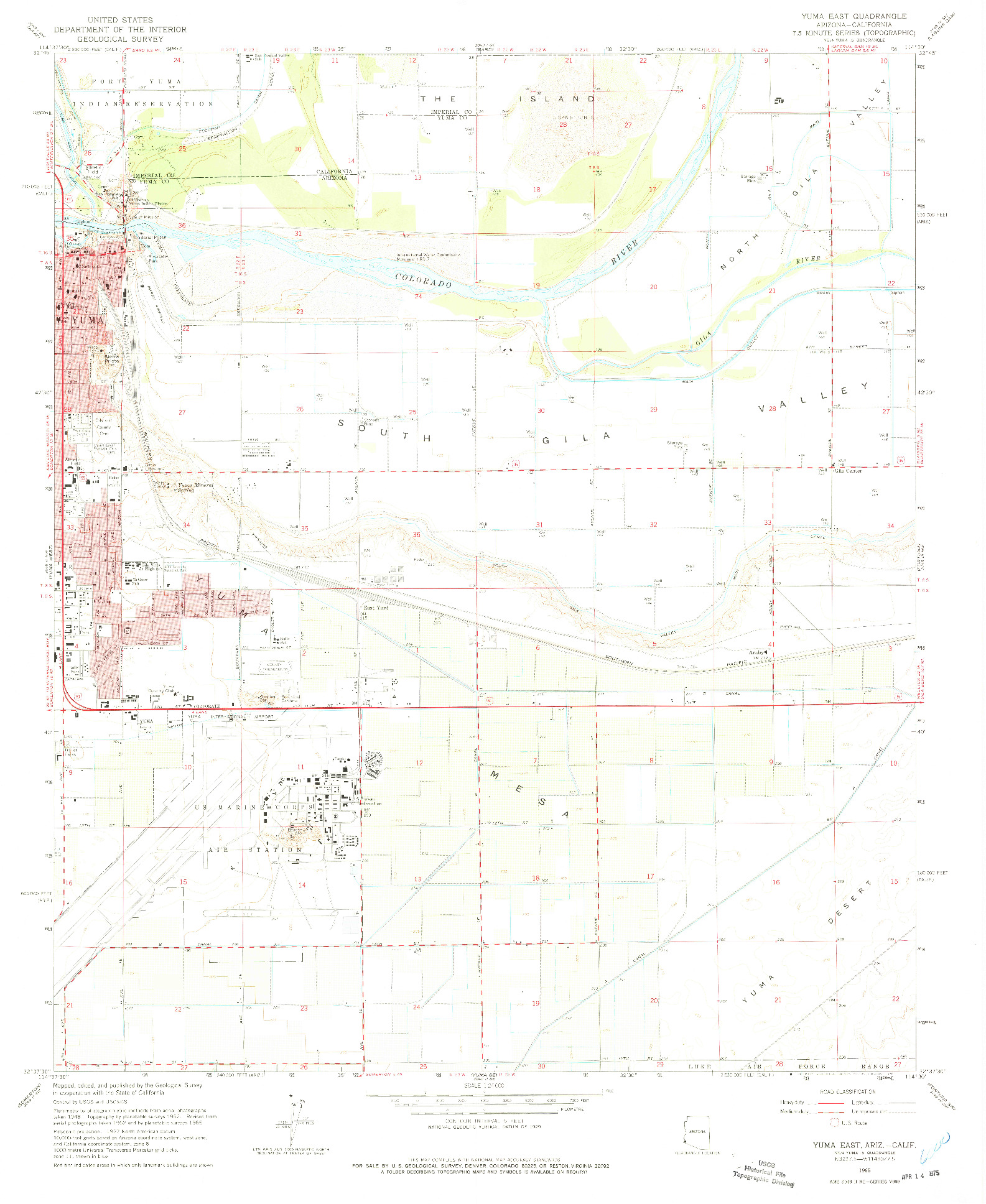 USGS 1:24000-SCALE QUADRANGLE FOR YUMA EAST, AZ 1965
