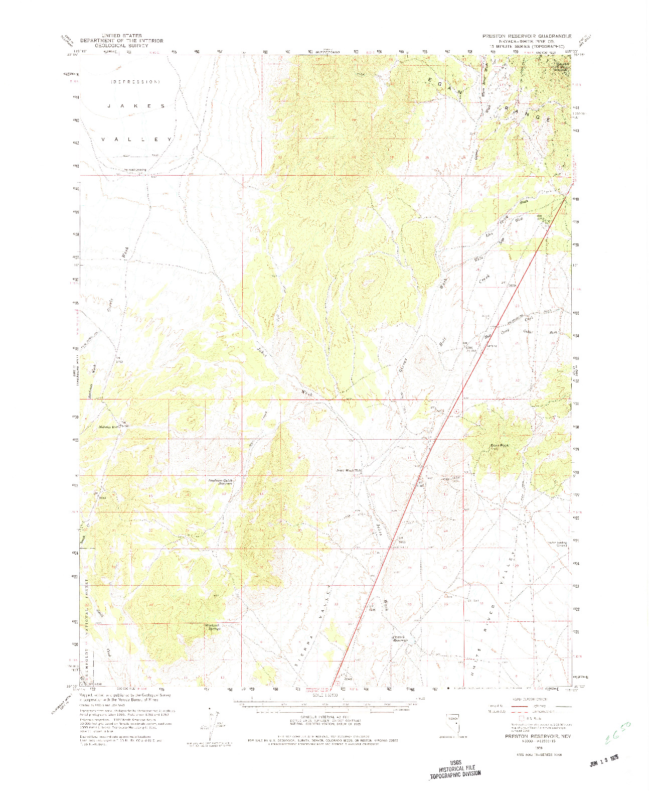 USGS 1:62500-SCALE QUADRANGLE FOR PRESTON RESERVOIR, NV 1959