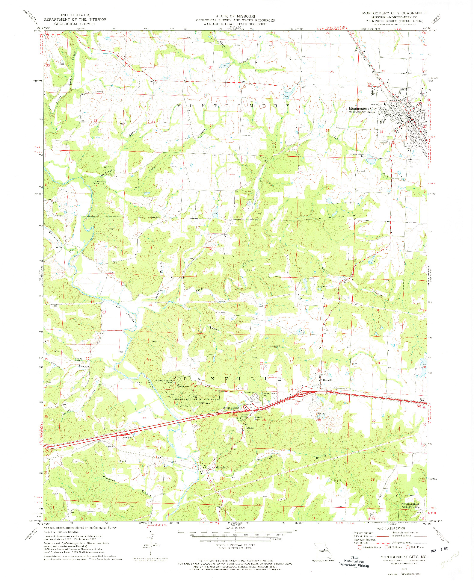 USGS 1:24000-SCALE QUADRANGLE FOR MONTGOMERY CITY, MO 1973