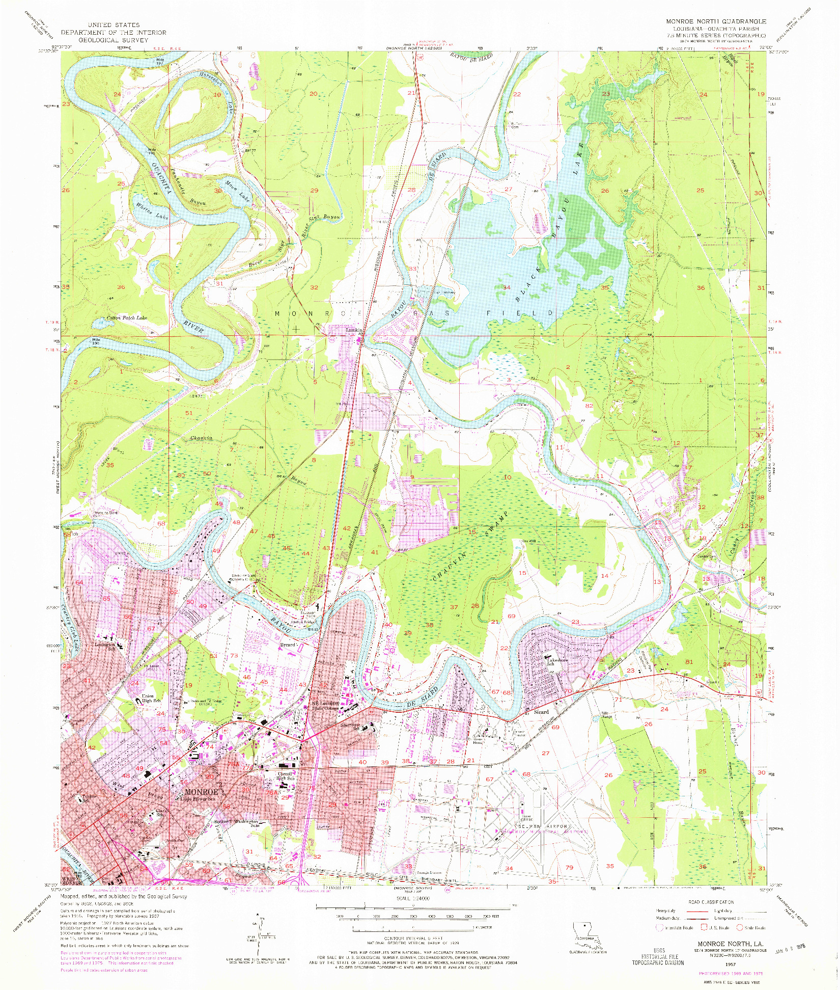 USGS 1:24000-SCALE QUADRANGLE FOR MONROE NORTH, LA 1957