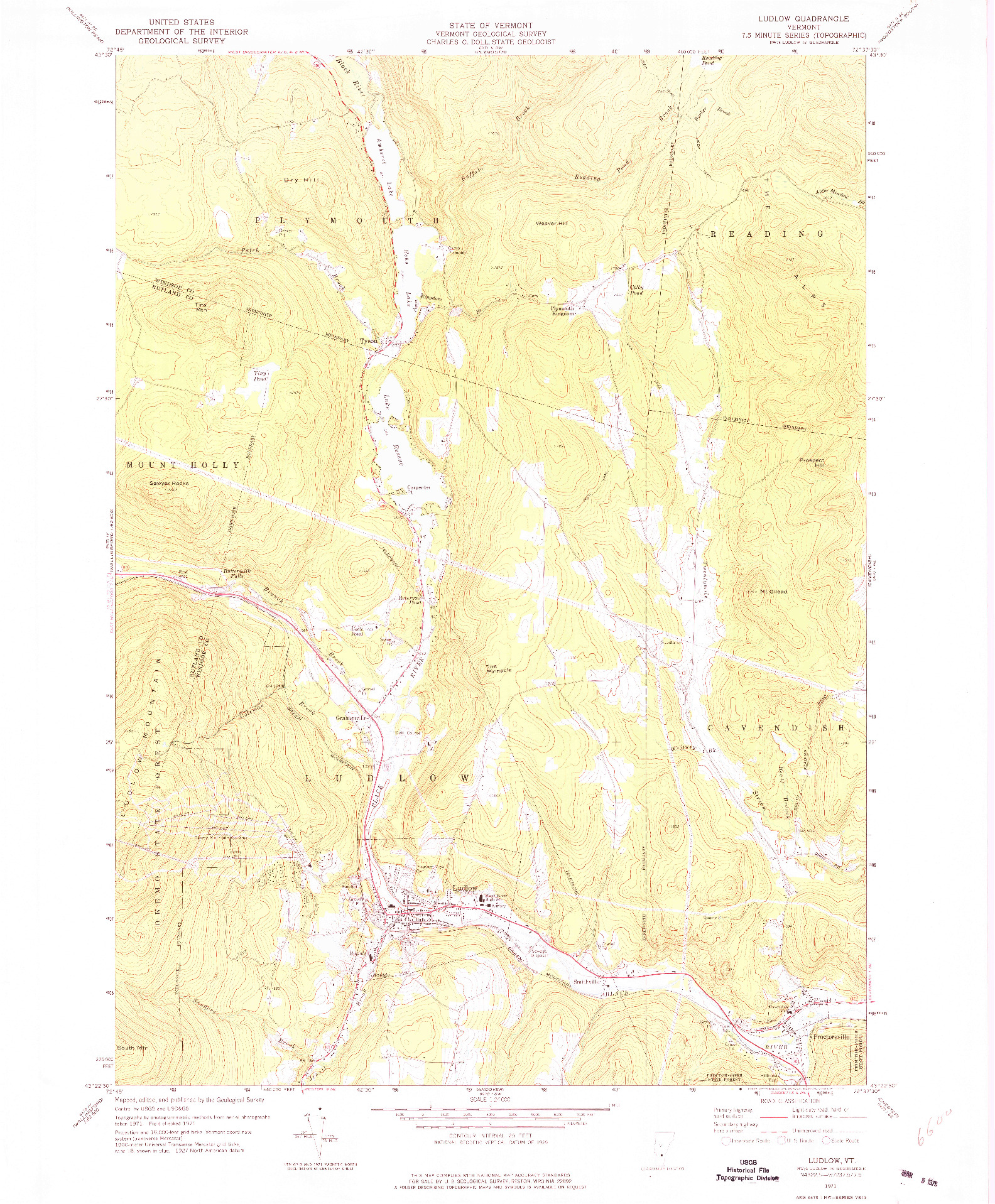 USGS 1:24000-SCALE QUADRANGLE FOR LUDLOW, VT 1971