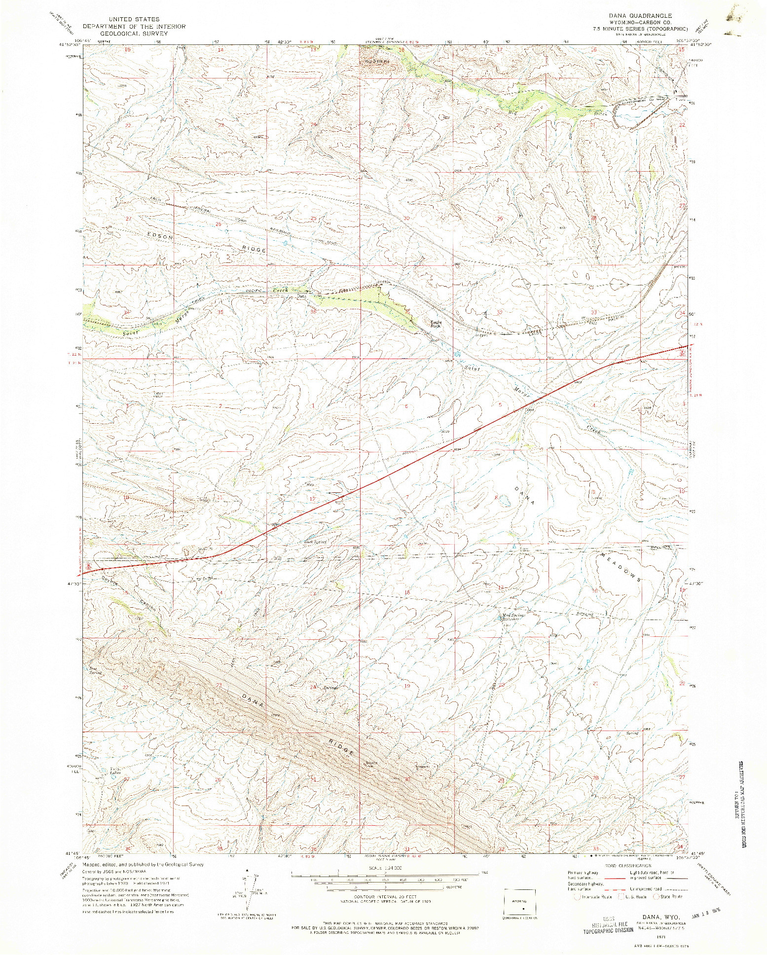 USGS 1:24000-SCALE QUADRANGLE FOR DANA, WY 1971