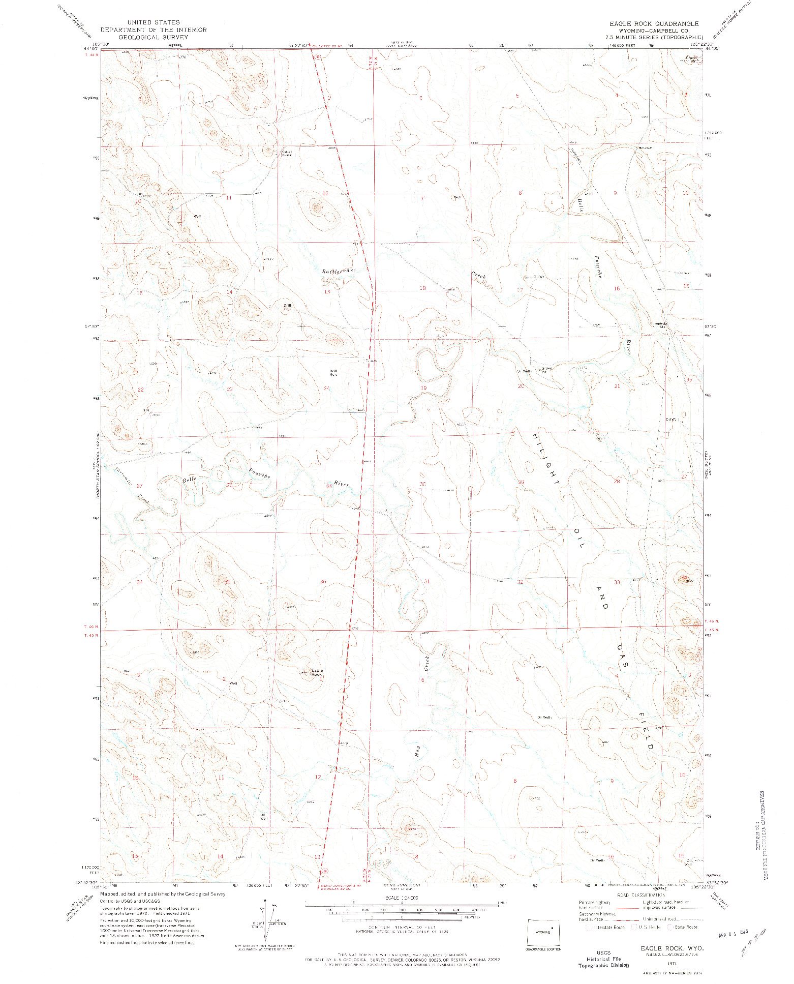 USGS 1:24000-SCALE QUADRANGLE FOR EAGLE ROCK, WY 1971