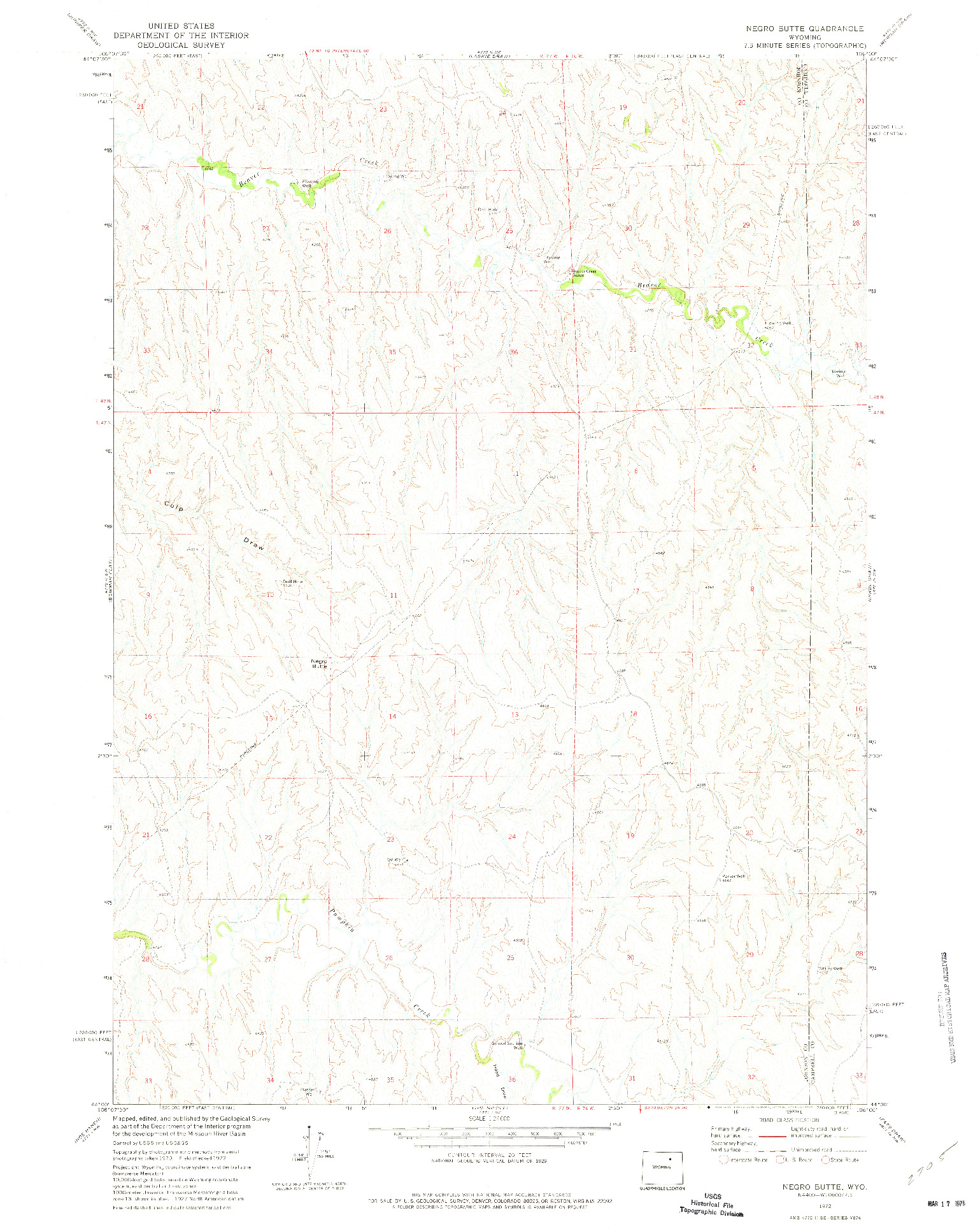 USGS 1:24000-SCALE QUADRANGLE FOR NEGRO BUTTE, WY 1972