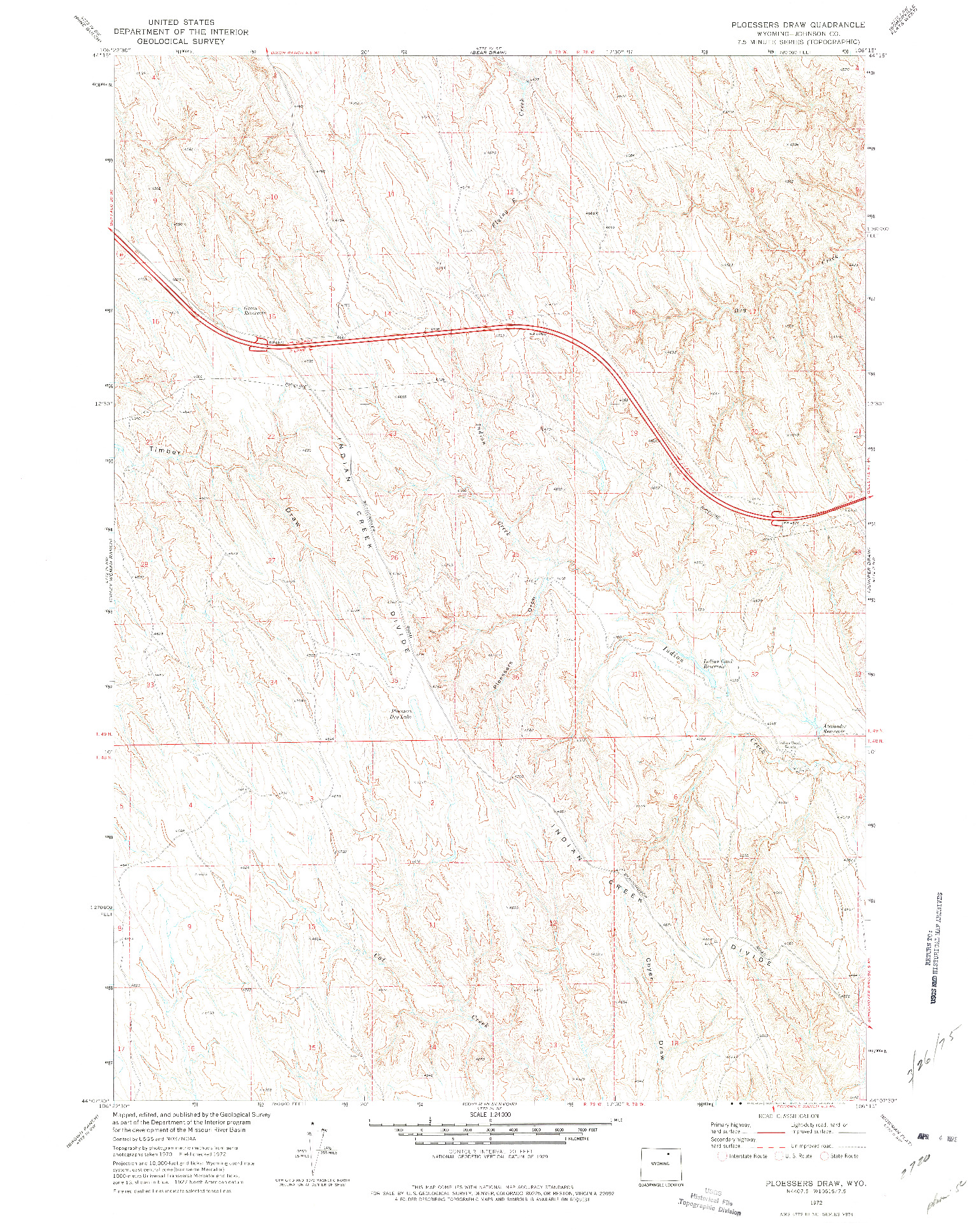 USGS 1:24000-SCALE QUADRANGLE FOR PLOESSERS DRAW, WY 1972
