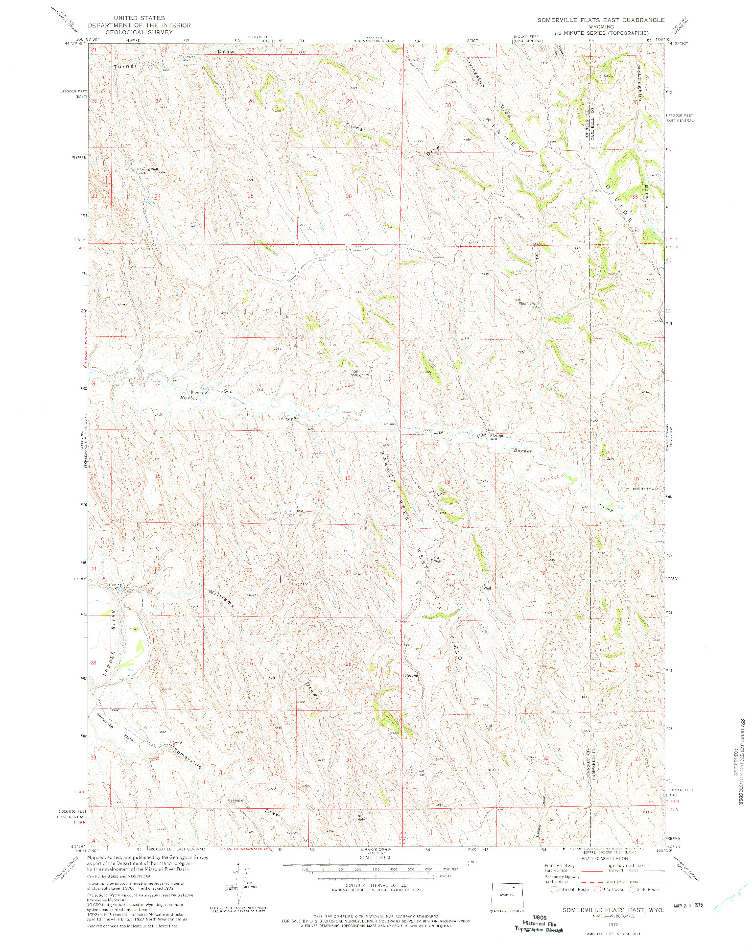 USGS 1:24000-SCALE QUADRANGLE FOR SOMERVILLE FLATS EAST, WY 1972
