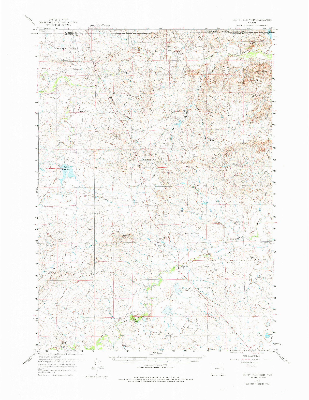 USGS 1:62500-SCALE QUADRANGLE FOR BETTY RESERVOIR, WY 1959