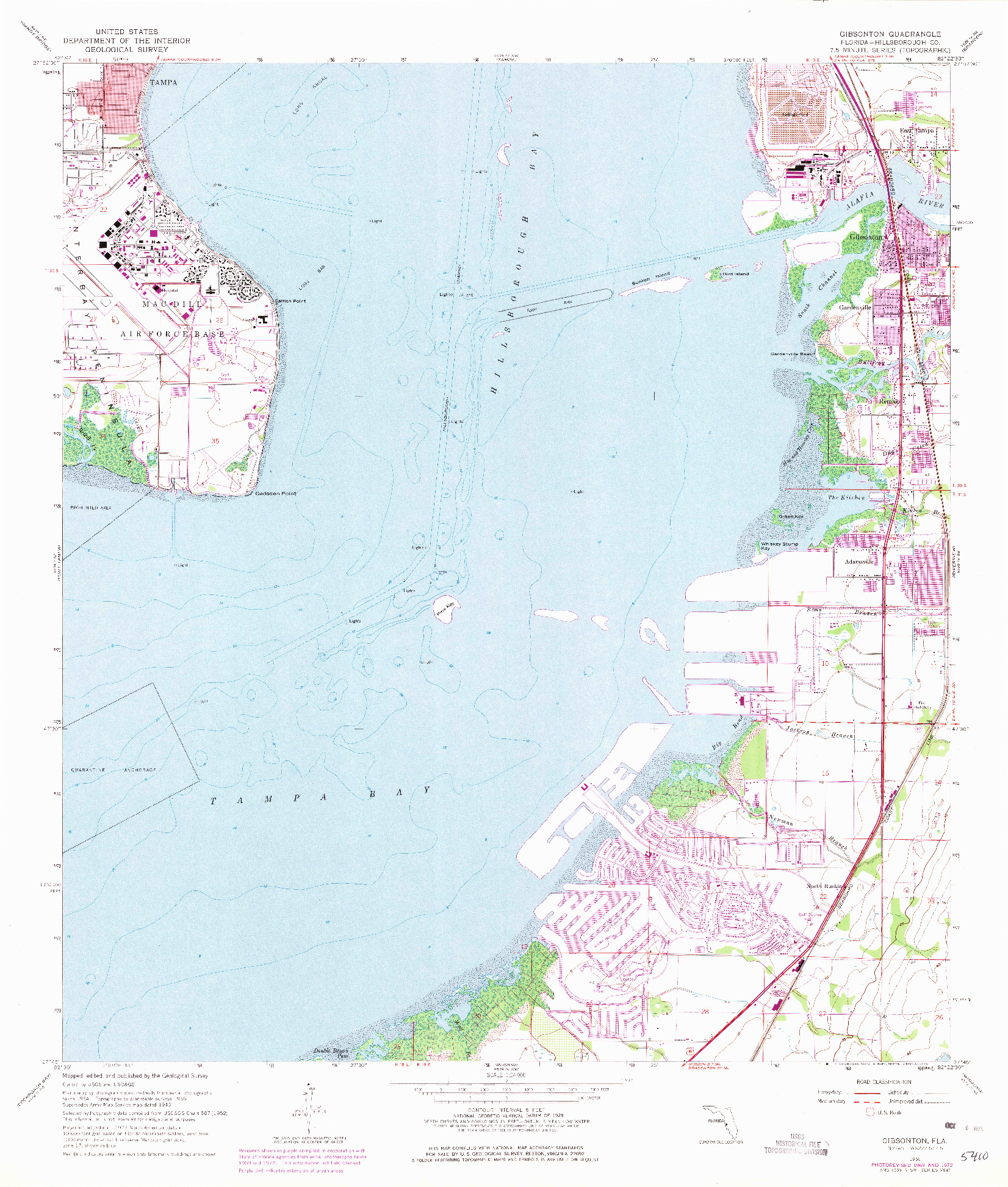 USGS 1:24000-SCALE QUADRANGLE FOR GIBSONTON, FL 1956
