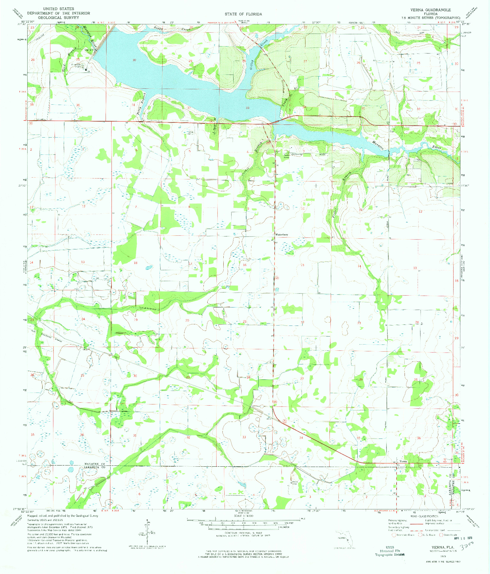 USGS 1:24000-SCALE QUADRANGLE FOR VERNA, FL 1973