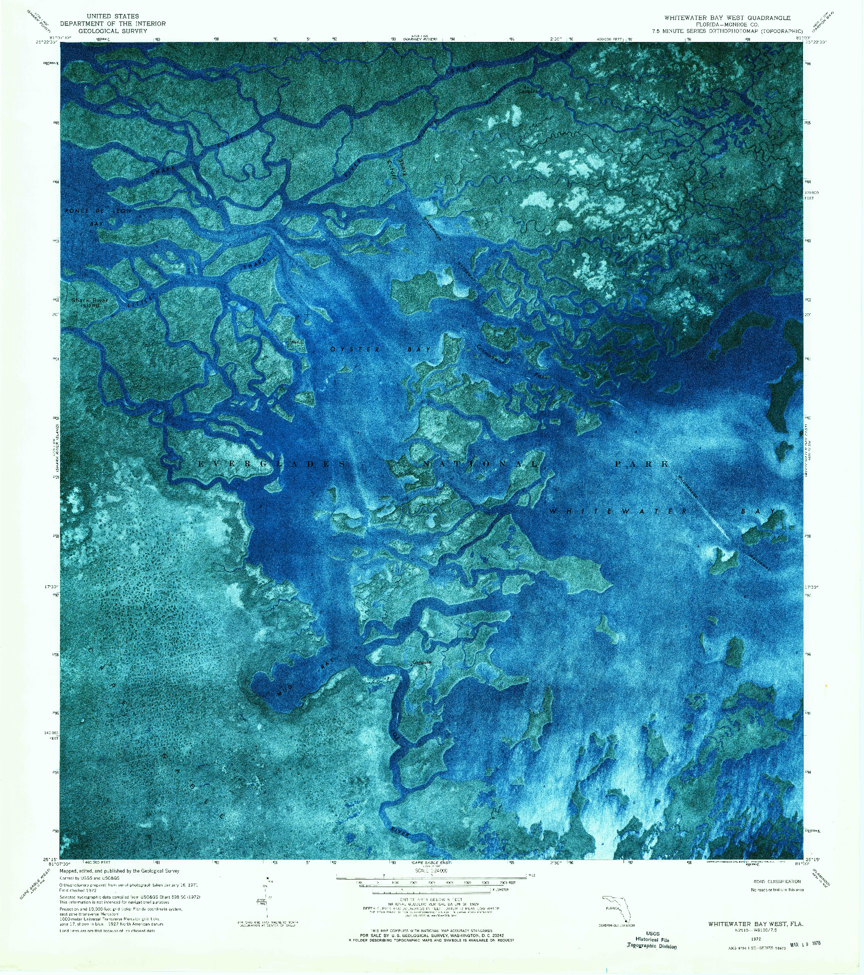 USGS 1:24000-SCALE QUADRANGLE FOR WHITEWATER BAY WEST, FL 1972