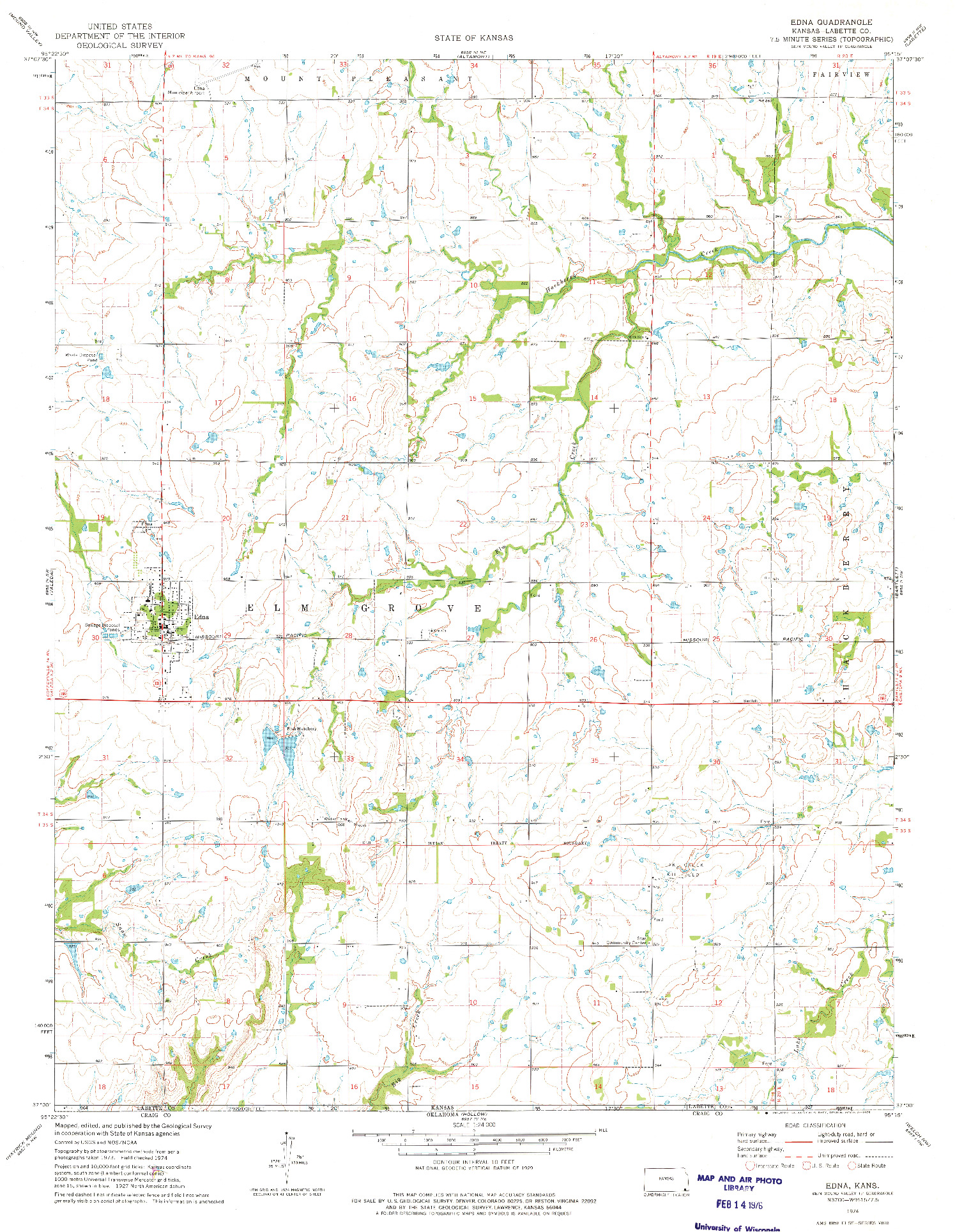 USGS 1:24000-SCALE QUADRANGLE FOR EDNA, KS 1974