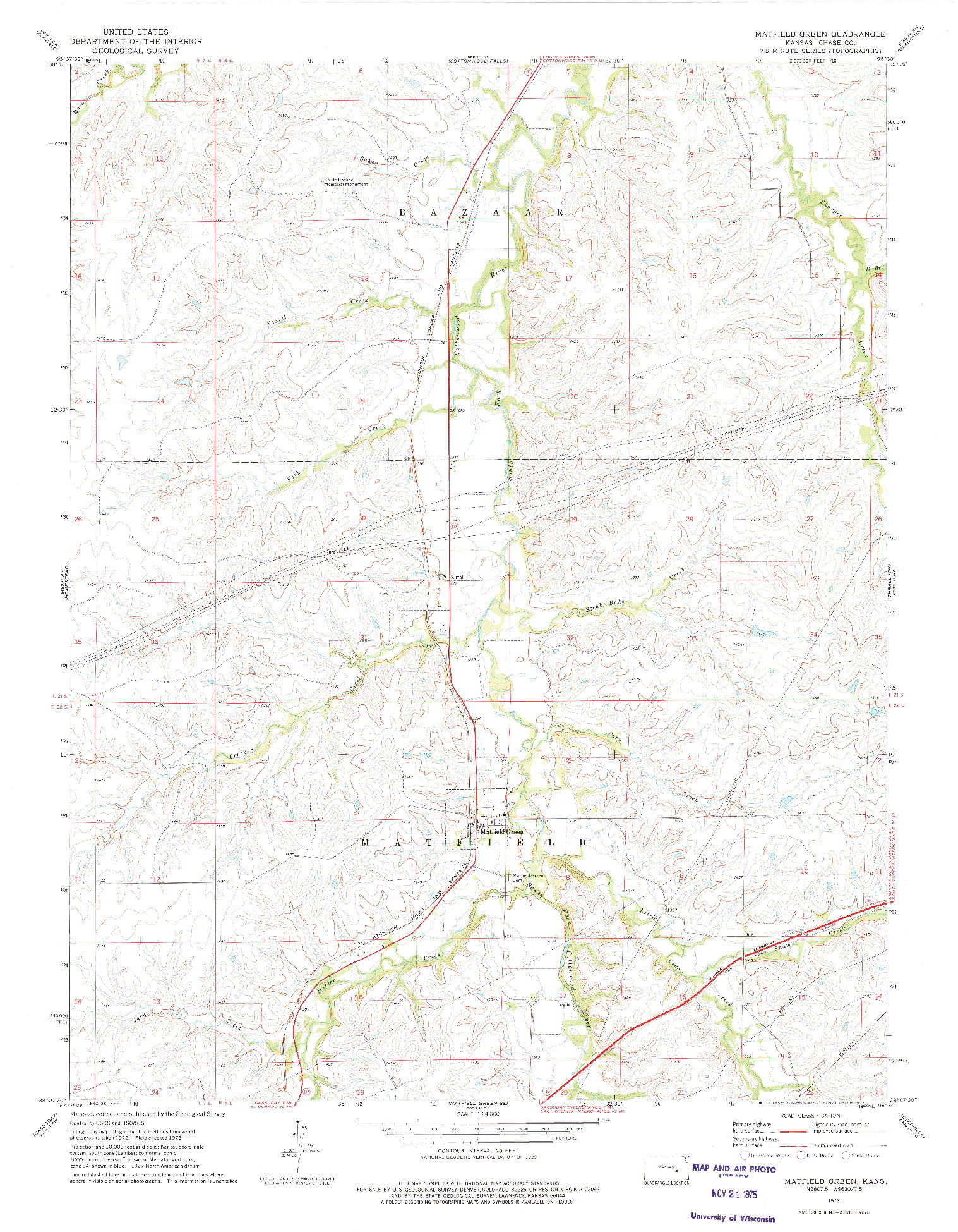 USGS 1:24000-SCALE QUADRANGLE FOR MATFIELD GREEN, KS 1973