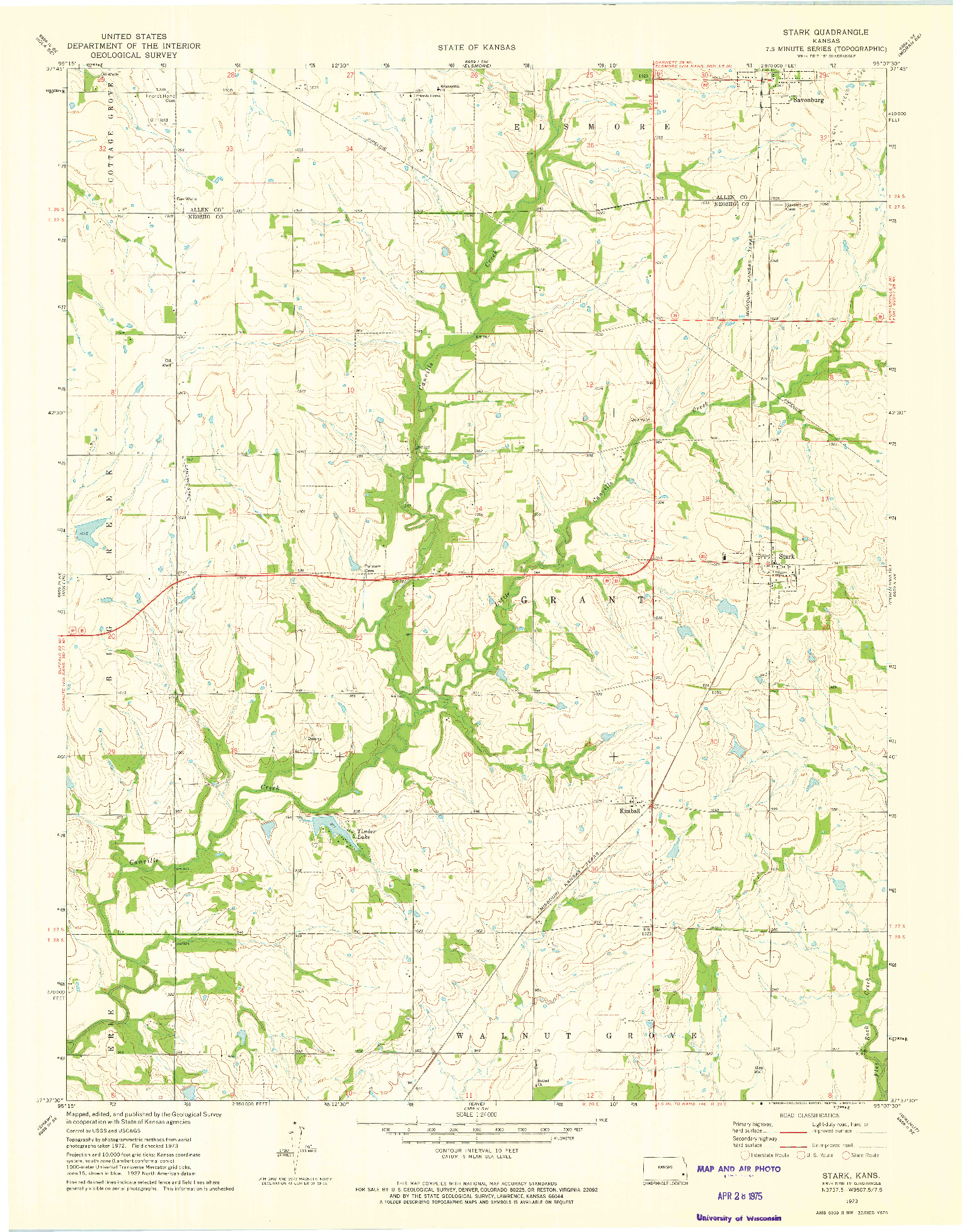 USGS 1:24000-SCALE QUADRANGLE FOR STARK, KS 1973