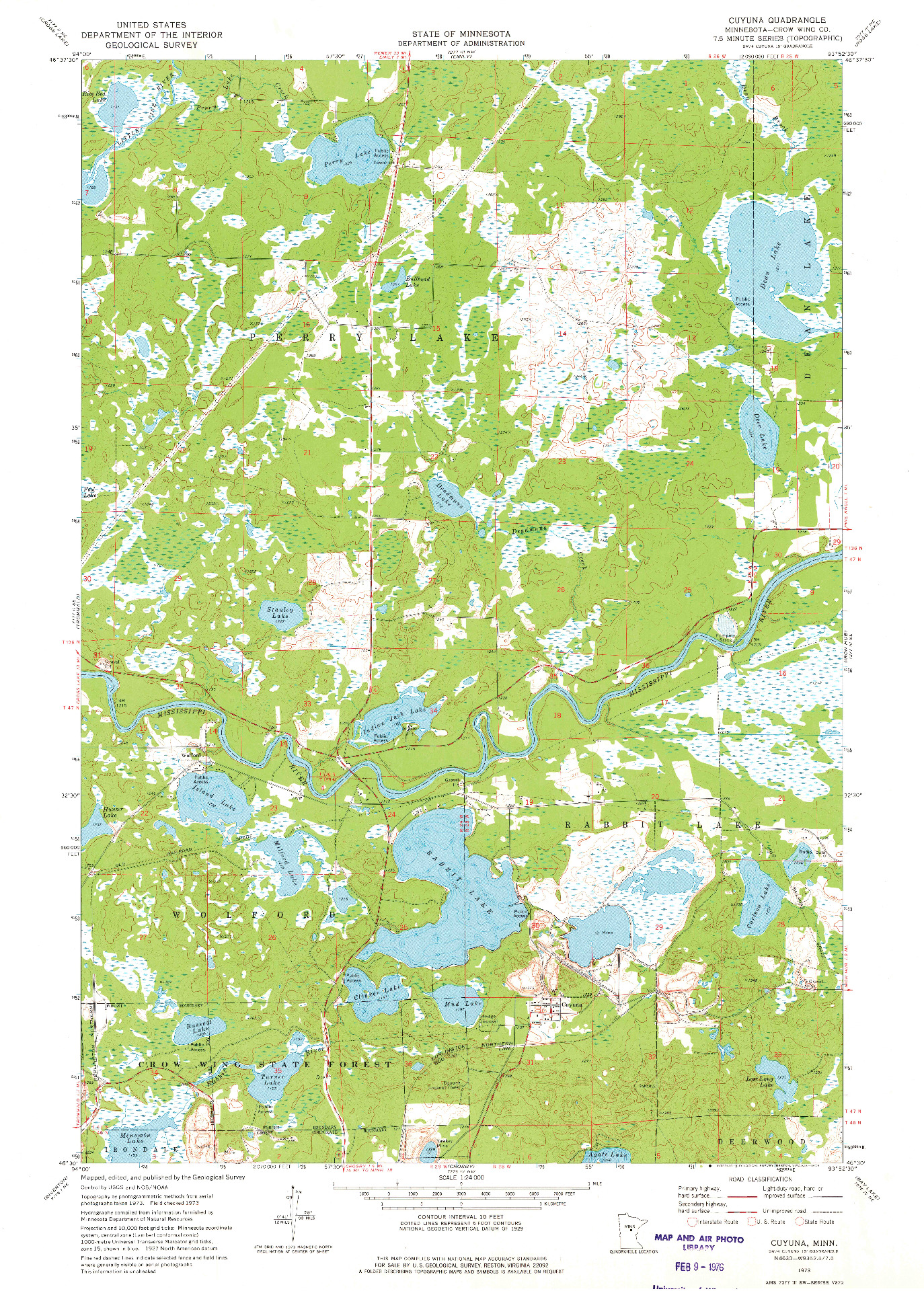 USGS 1:24000-SCALE QUADRANGLE FOR CUYUNA, MN 1973