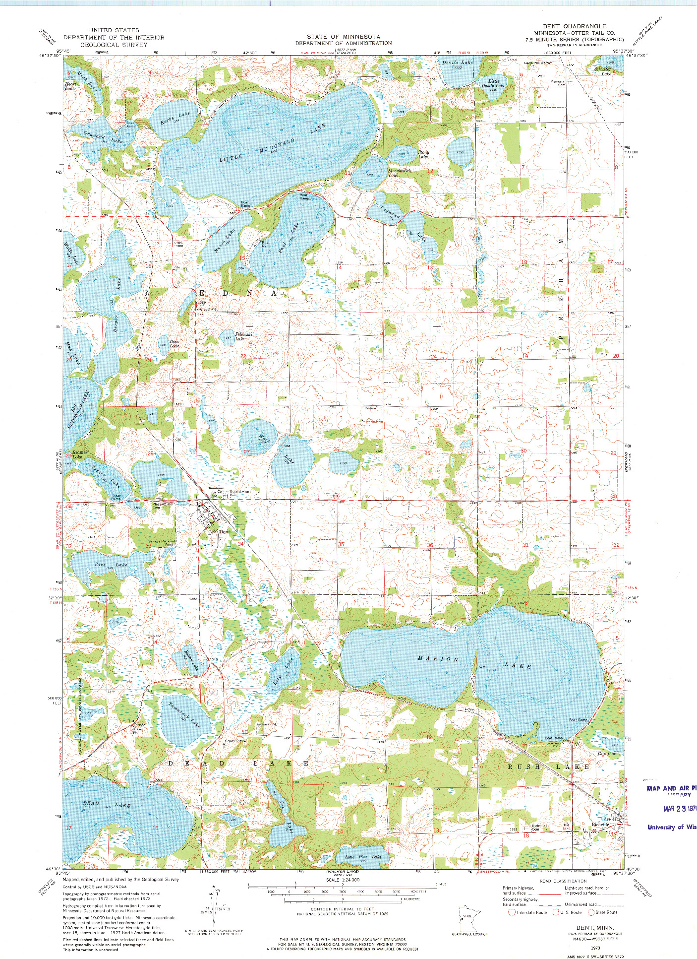 USGS 1:24000-SCALE QUADRANGLE FOR DENT, MN 1973