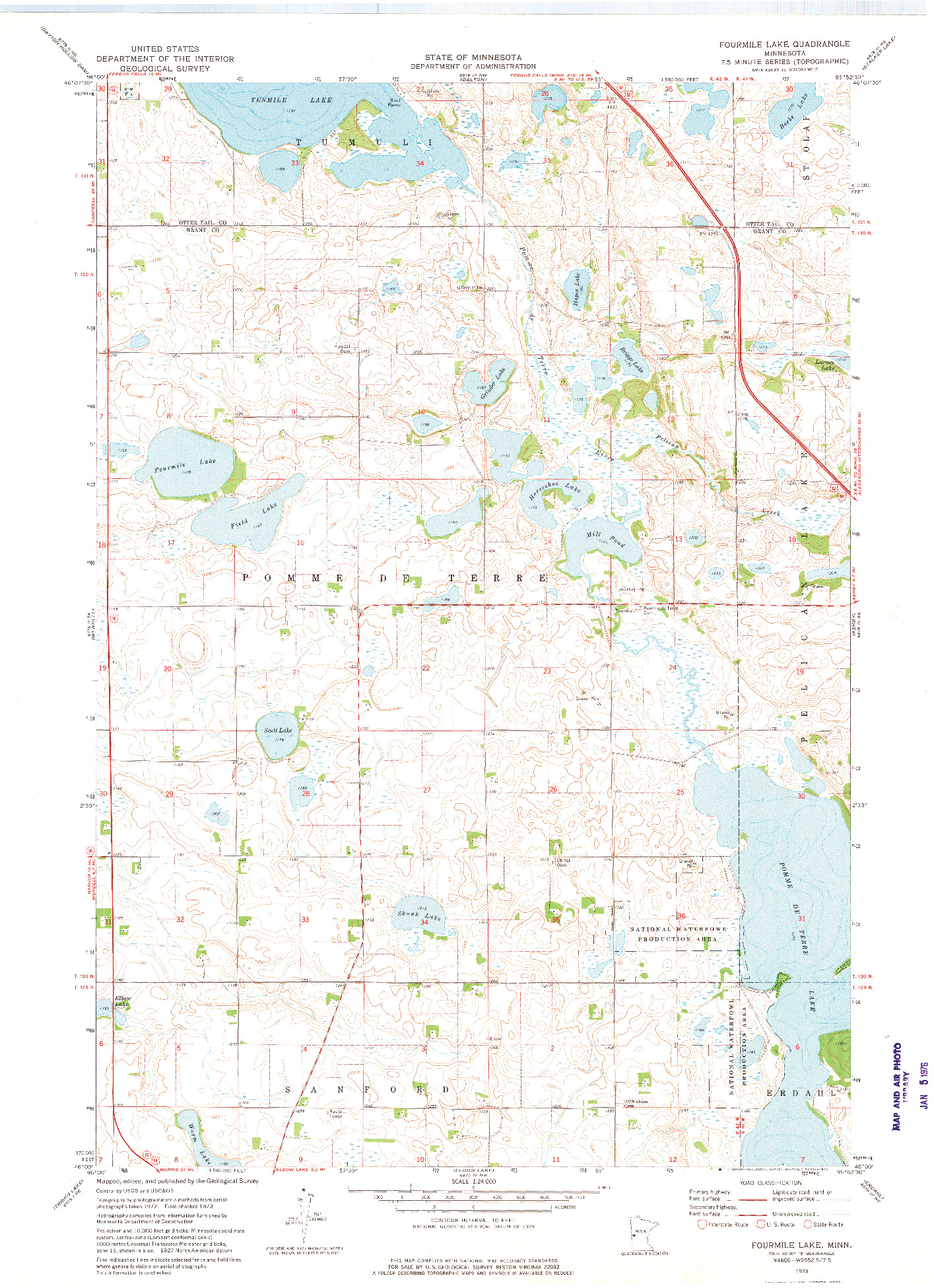 USGS 1:24000-SCALE QUADRANGLE FOR FOURMILE LAKE, MN 1973