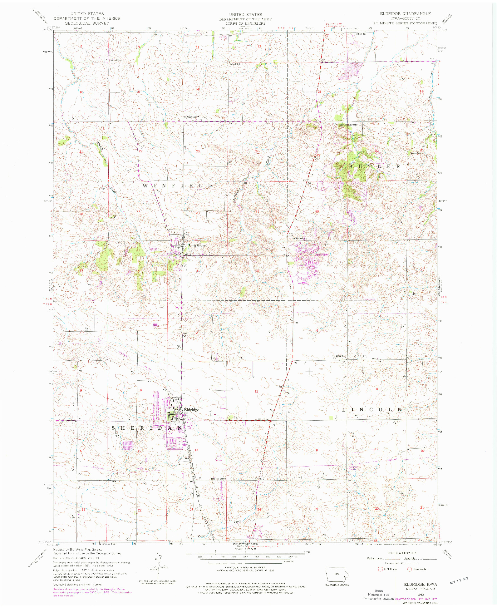 USGS 1:24000-SCALE QUADRANGLE FOR ELDRIDGE, IA 1953