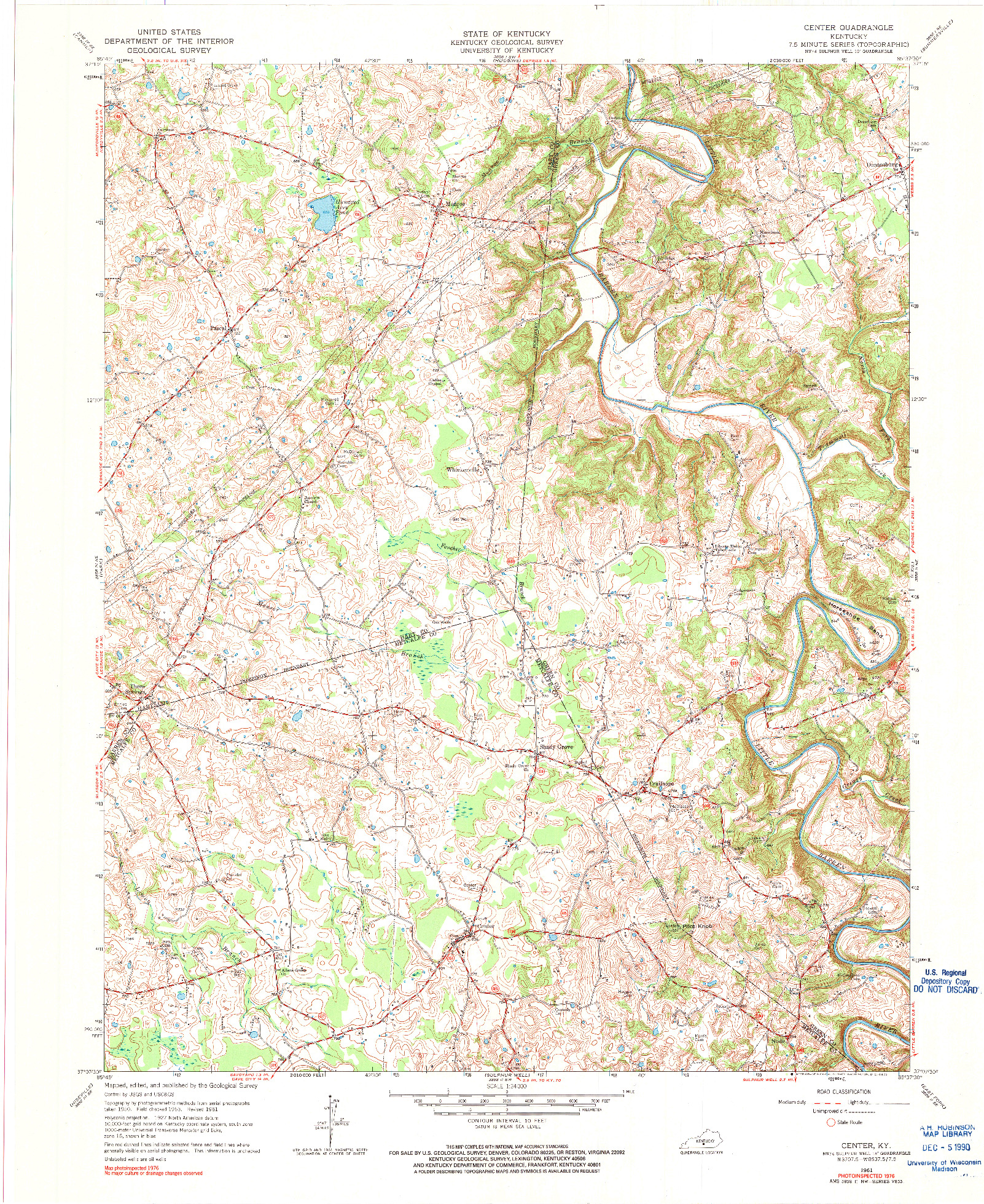 USGS 1:24000-SCALE QUADRANGLE FOR CENTER, KY 1961