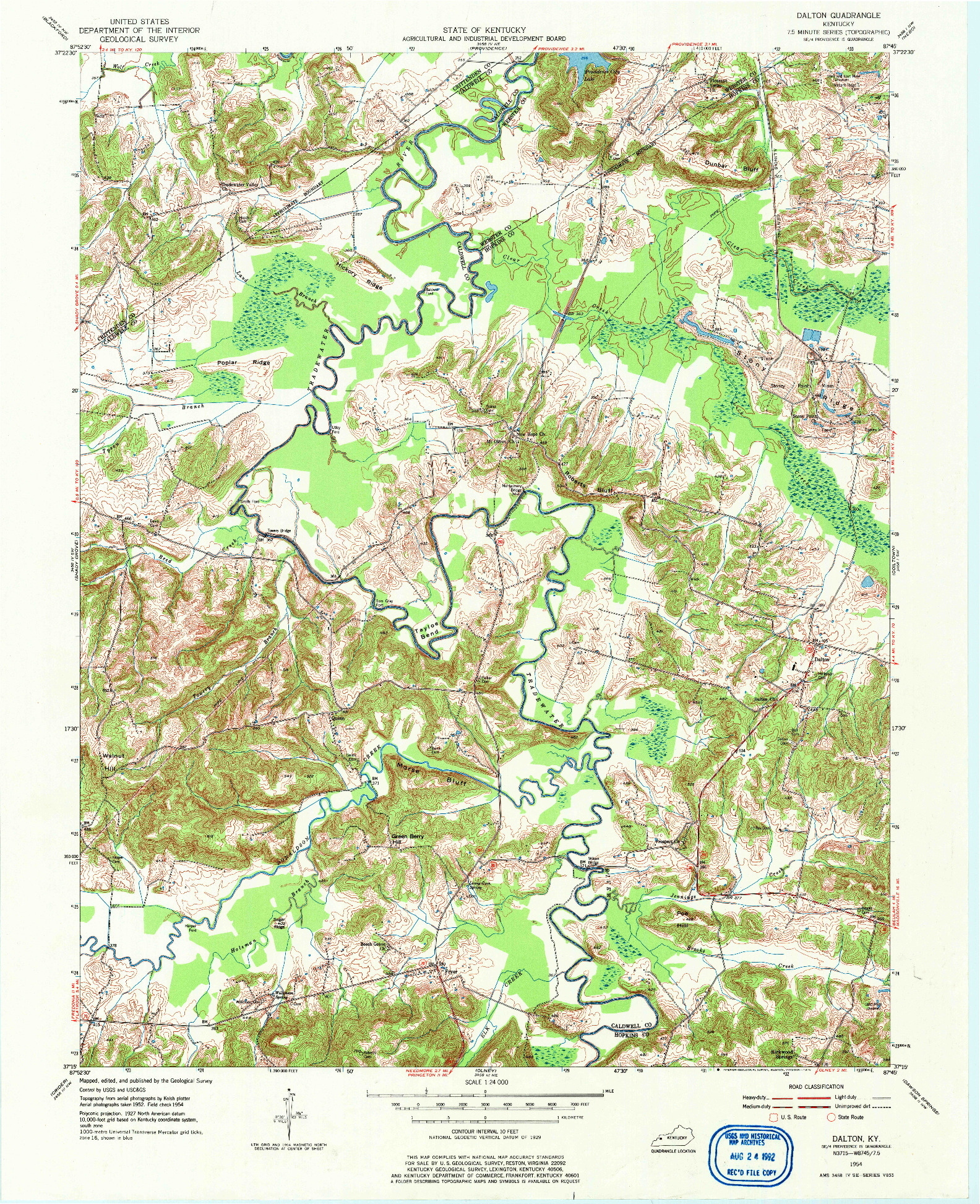 USGS 1:24000-SCALE QUADRANGLE FOR DALTON, KY 1954