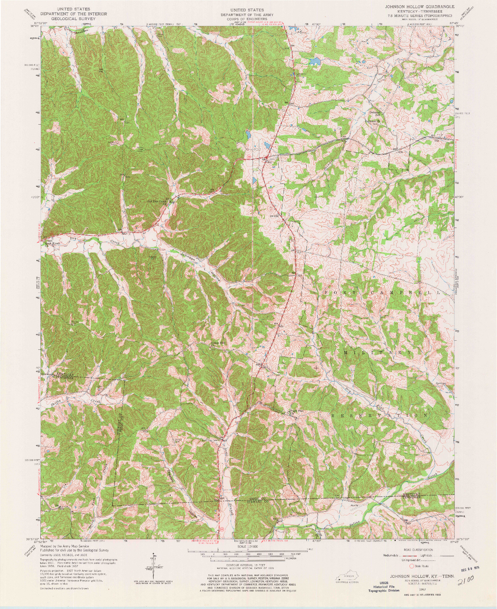 USGS 1:24000-SCALE QUADRANGLE FOR JOHNSON HOLLOW, KY 1957