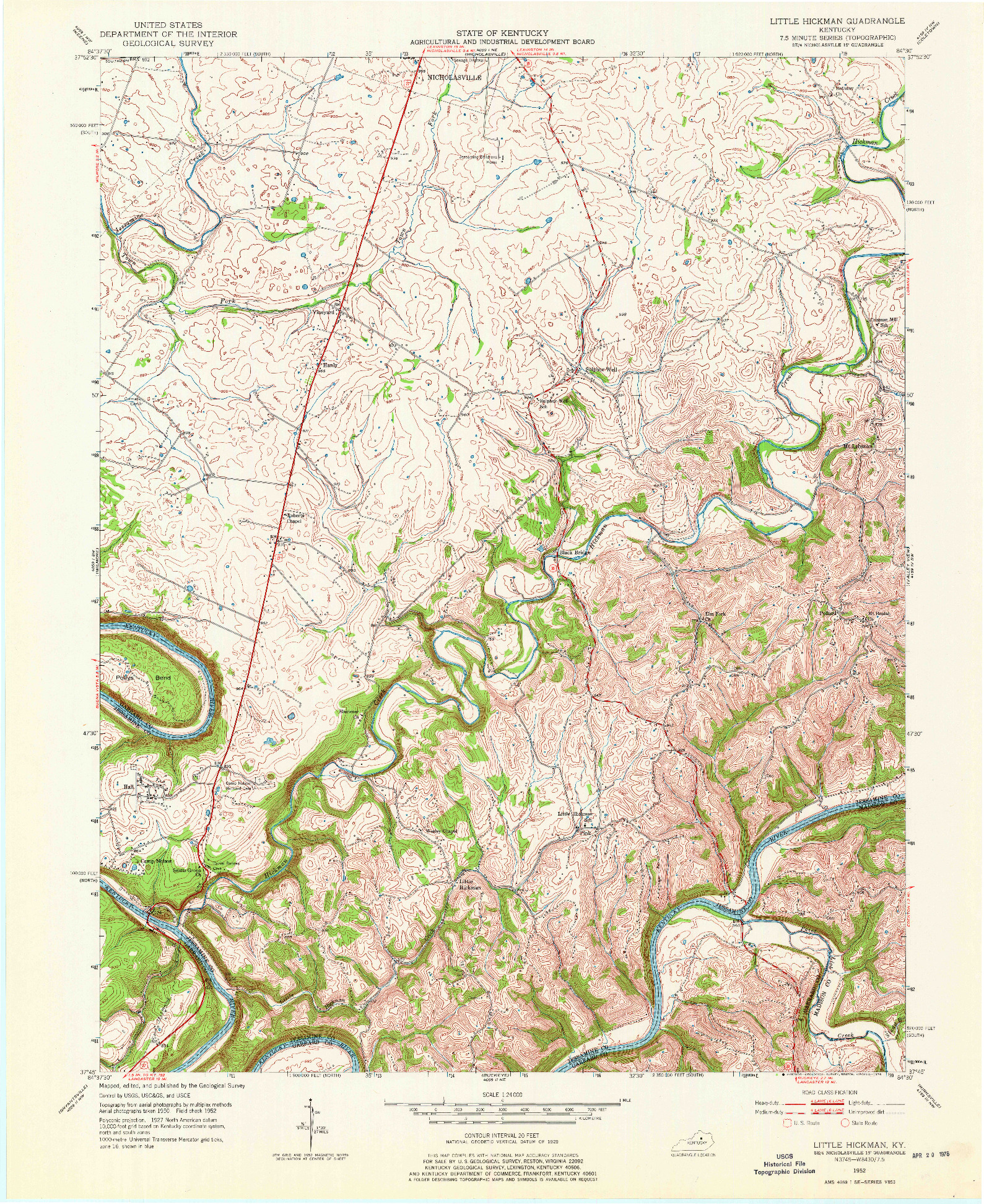 USGS 1:24000-SCALE QUADRANGLE FOR LITTLE HICKMAN, KY 1952