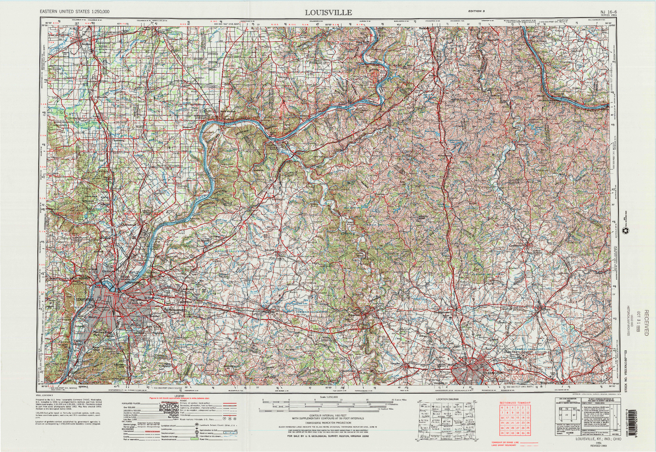 USGS 1:250000-SCALE QUADRANGLE FOR LOUISVILLE, KY 1956