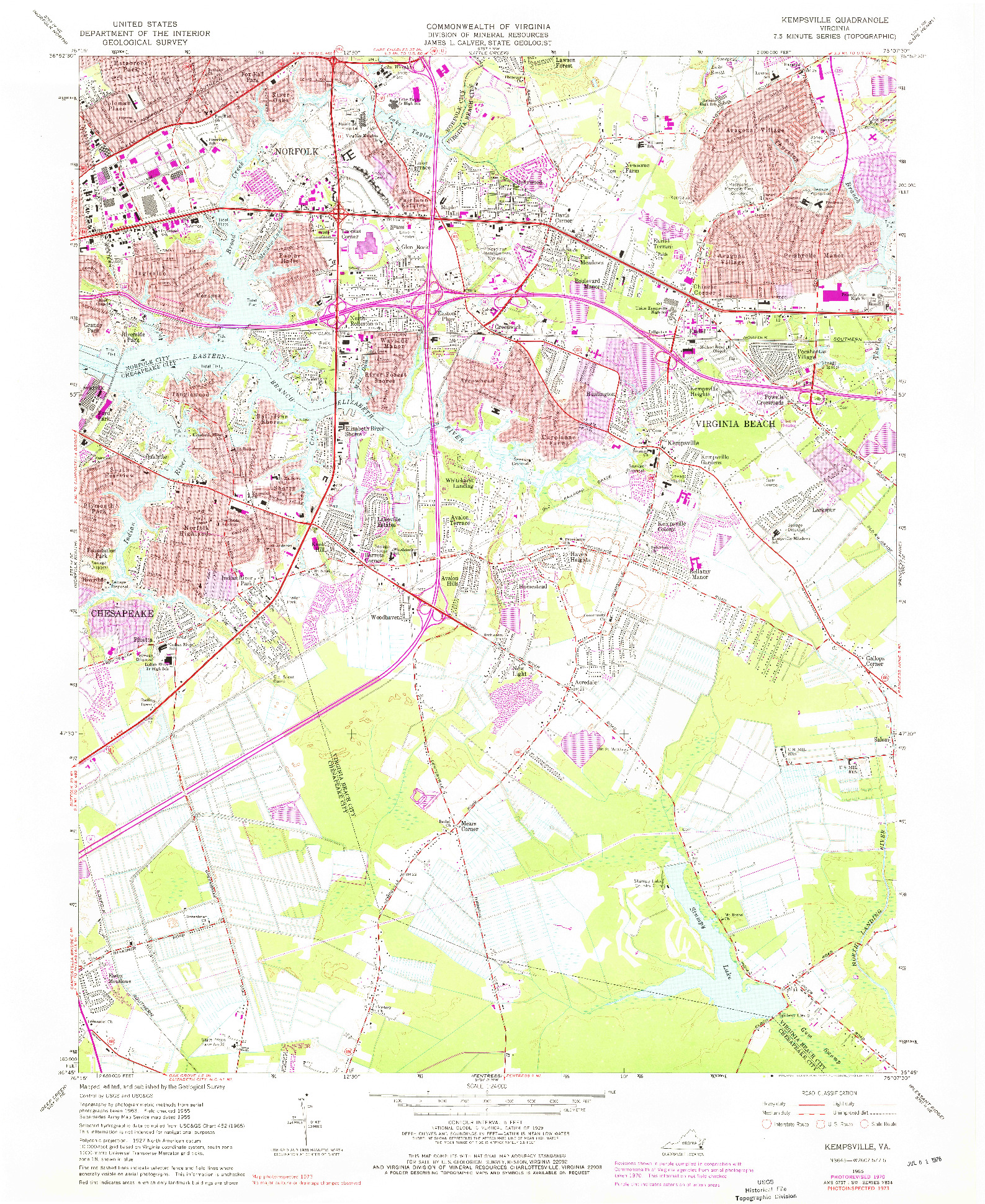 USGS 1:24000-SCALE QUADRANGLE FOR KEMPSVILLE, VA 1965