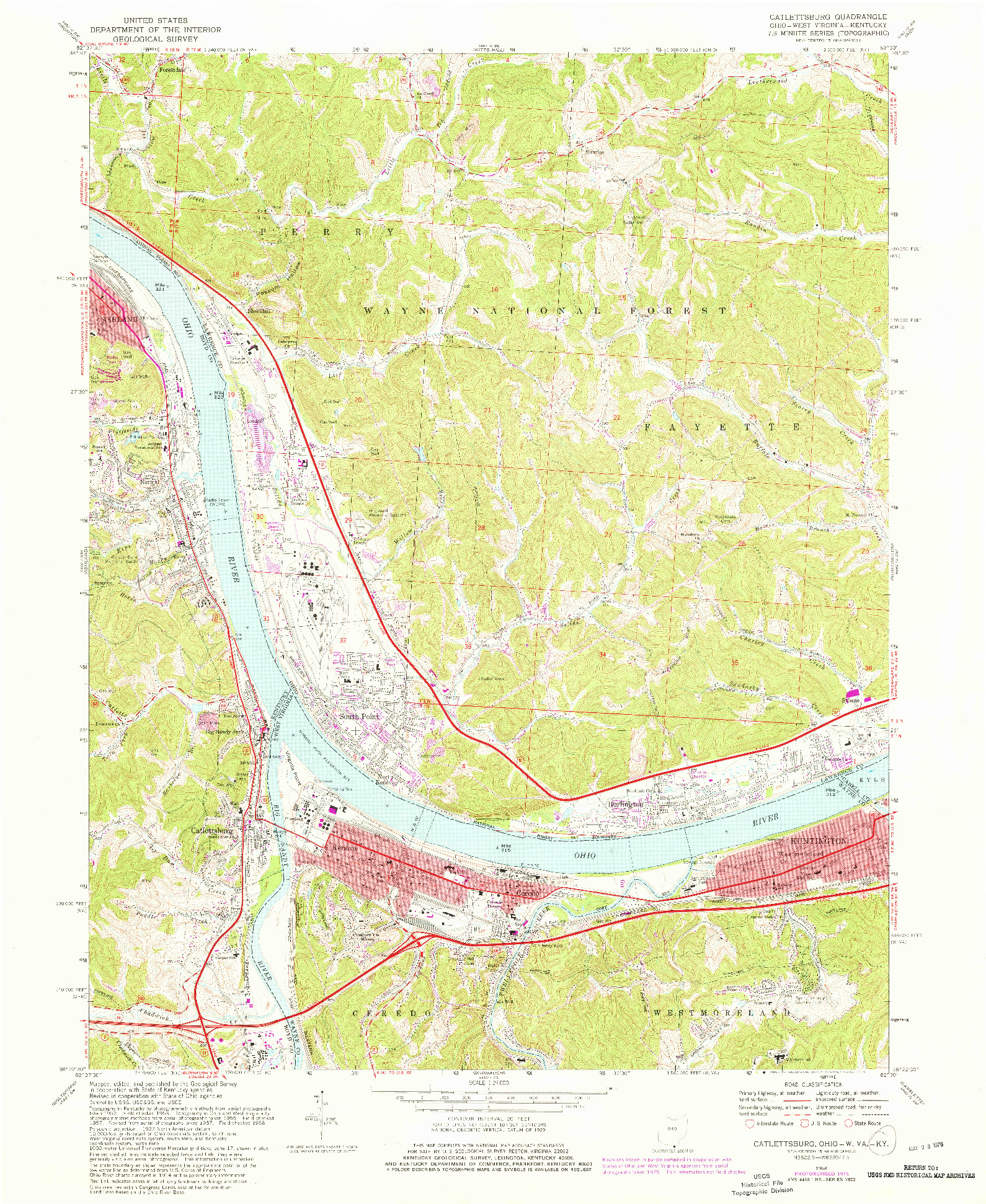 USGS 1:24000-SCALE QUADRANGLE FOR CATLETTSBURG, OH 1968