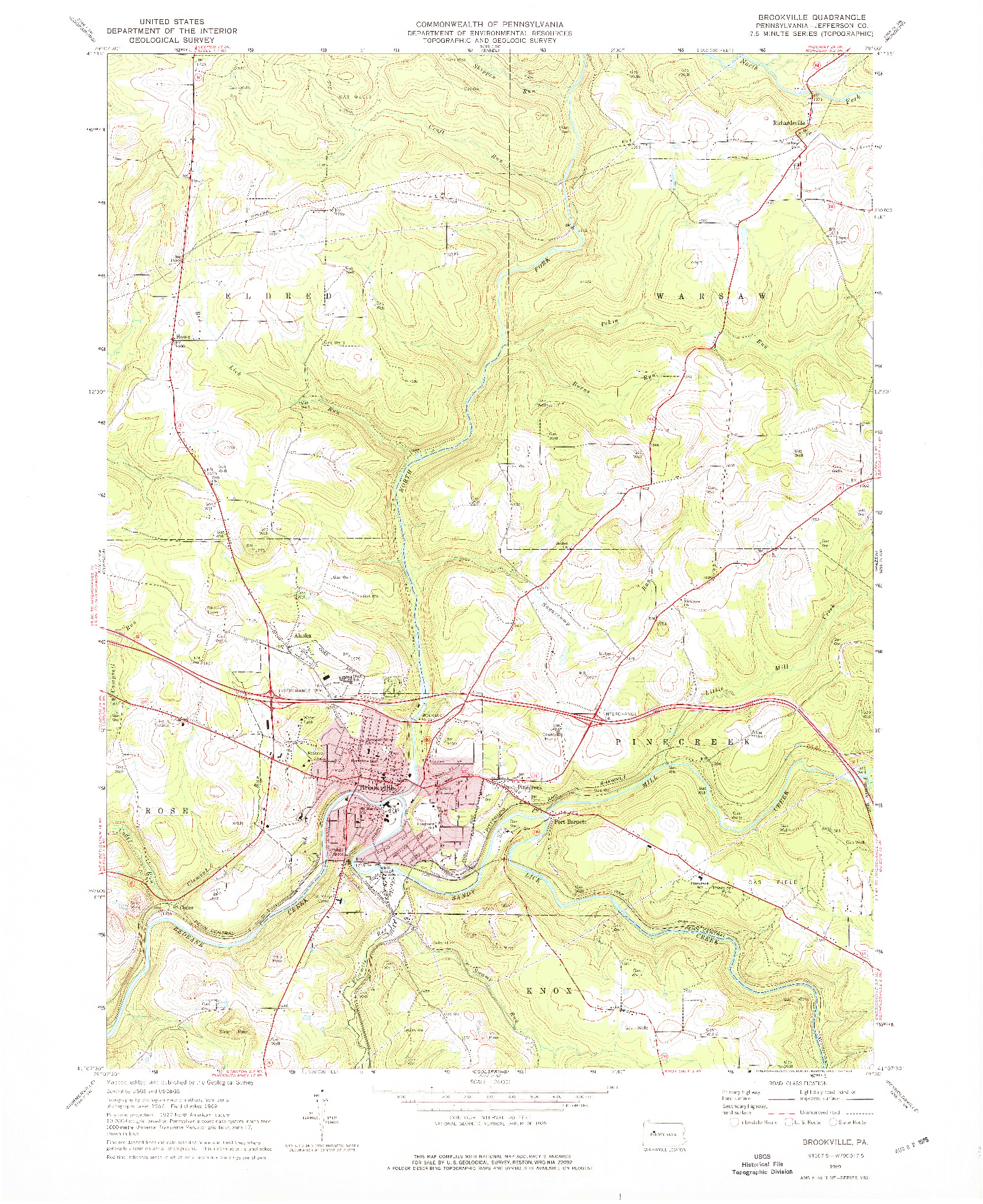 USGS 1:24000-SCALE QUADRANGLE FOR BROOKVILLE, PA 1969