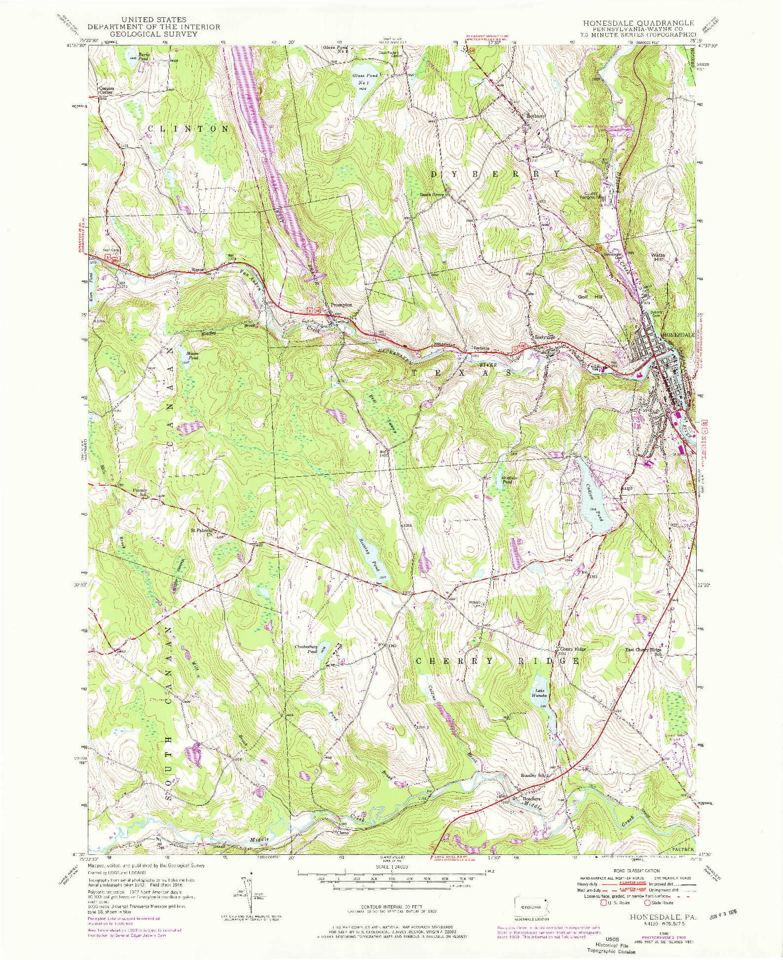 USGS 1:24000-SCALE QUADRANGLE FOR HONESDALE, PA 1946