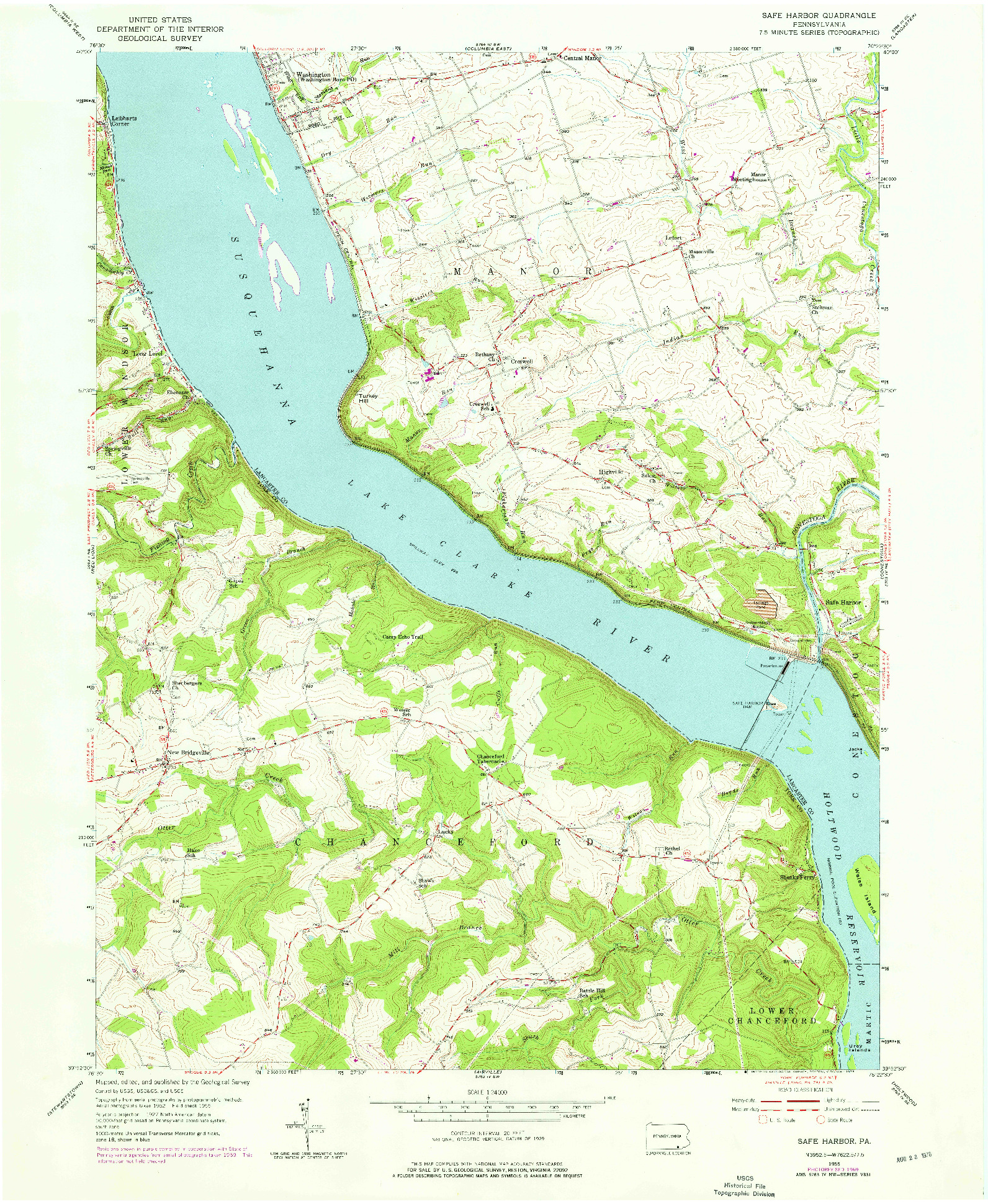 USGS 1:24000-SCALE QUADRANGLE FOR SAFE HARBOR, PA 1955