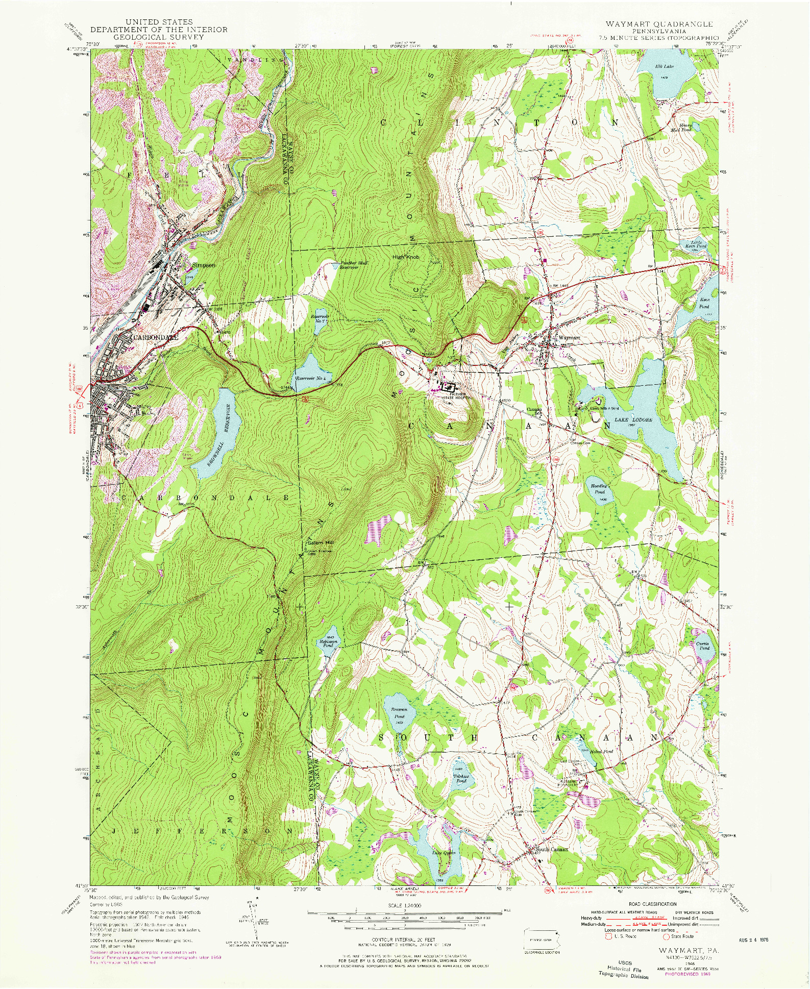 USGS 1:24000-SCALE QUADRANGLE FOR WAYMART, PA 1946
