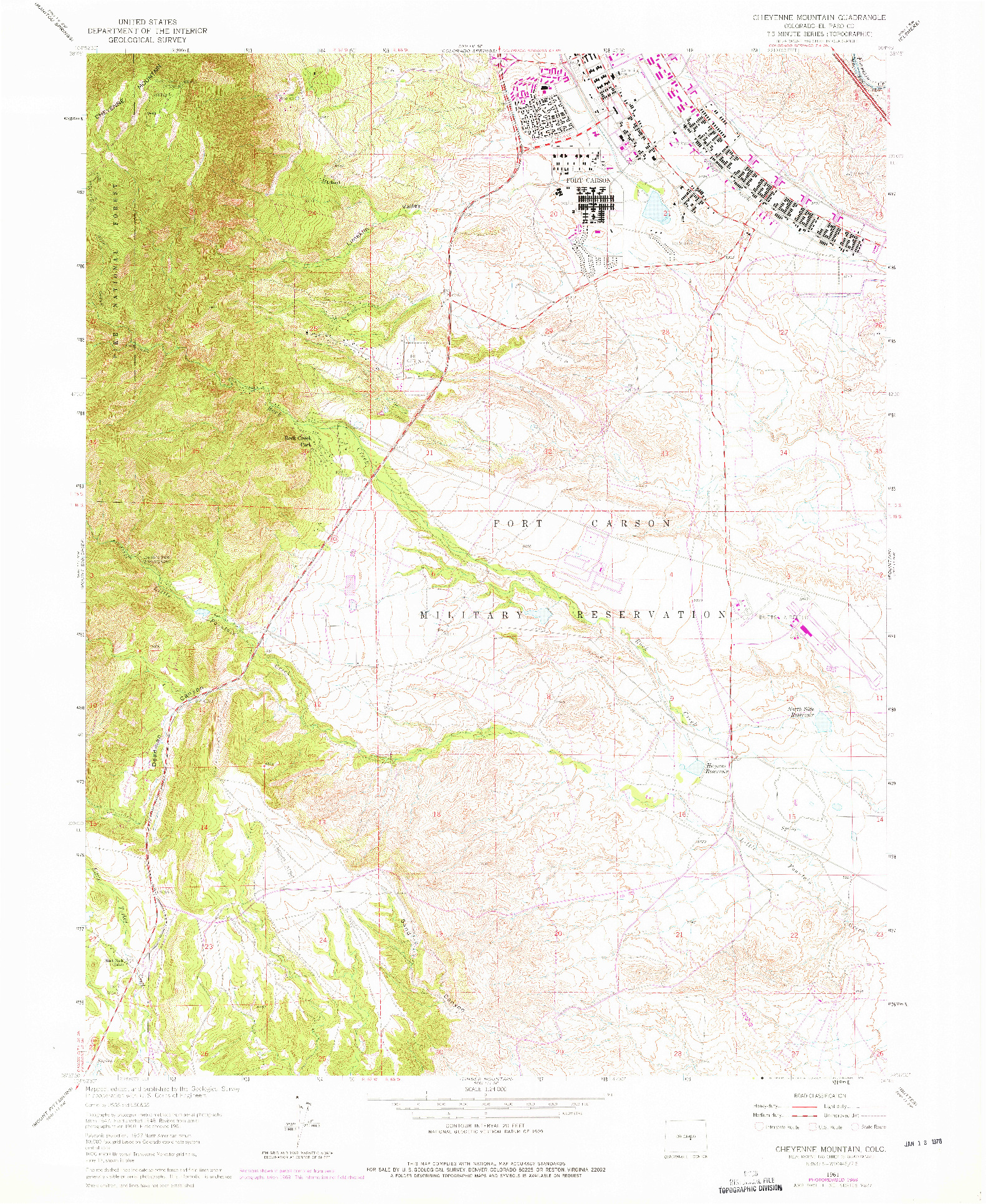 USGS 1:24000-SCALE QUADRANGLE FOR CHEYENNE MOUNTAIN, CO 1961