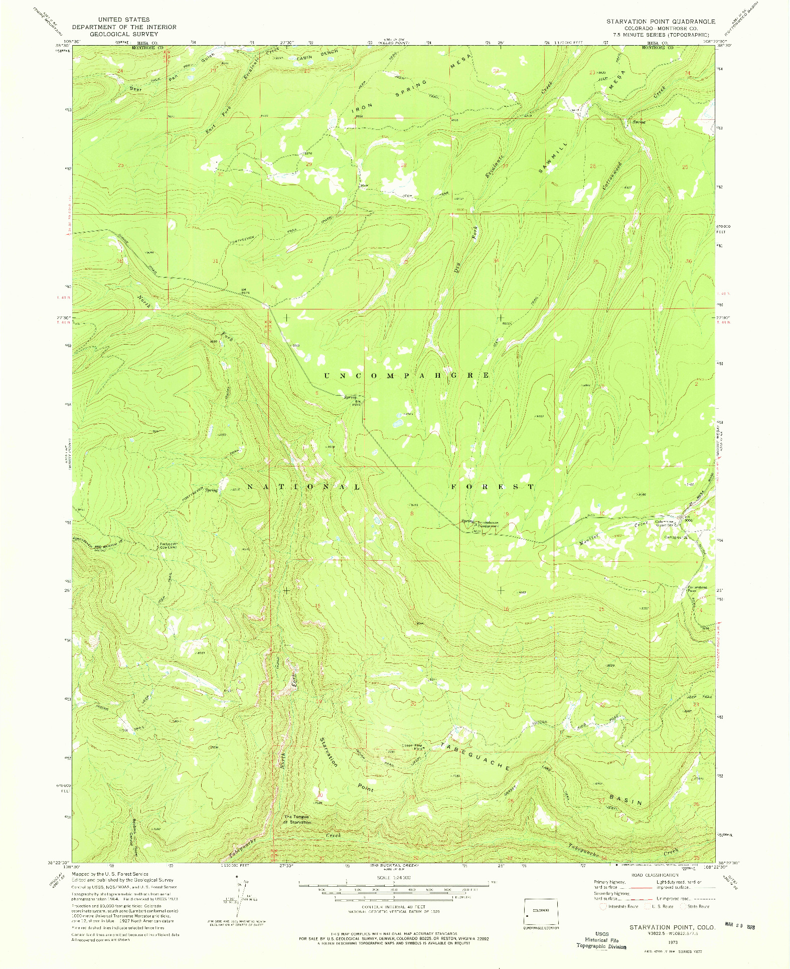 USGS 1:24000-SCALE QUADRANGLE FOR STARVATION POINT, CO 1973