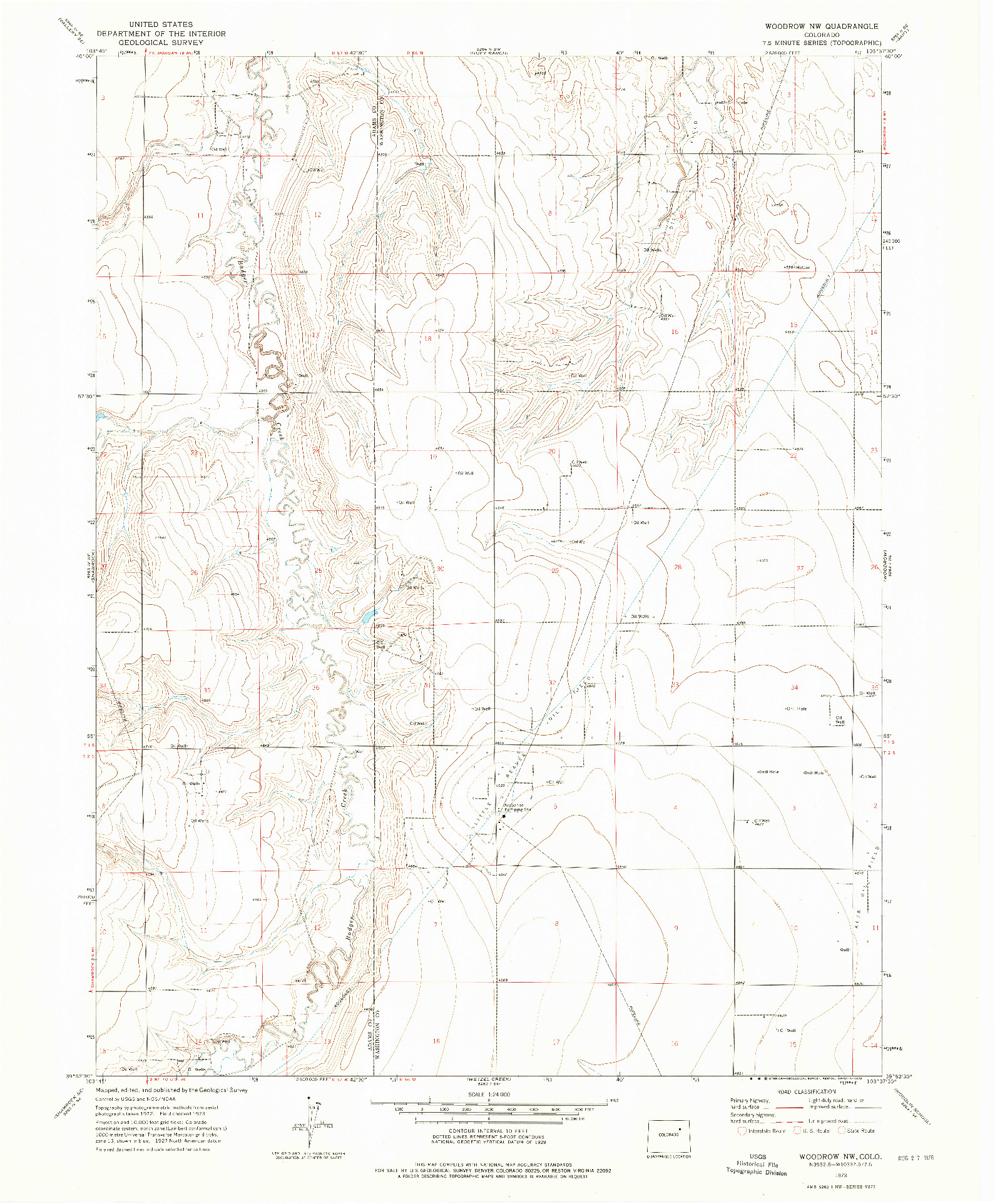 USGS 1:24000-SCALE QUADRANGLE FOR WOODROW NW, CO 1973