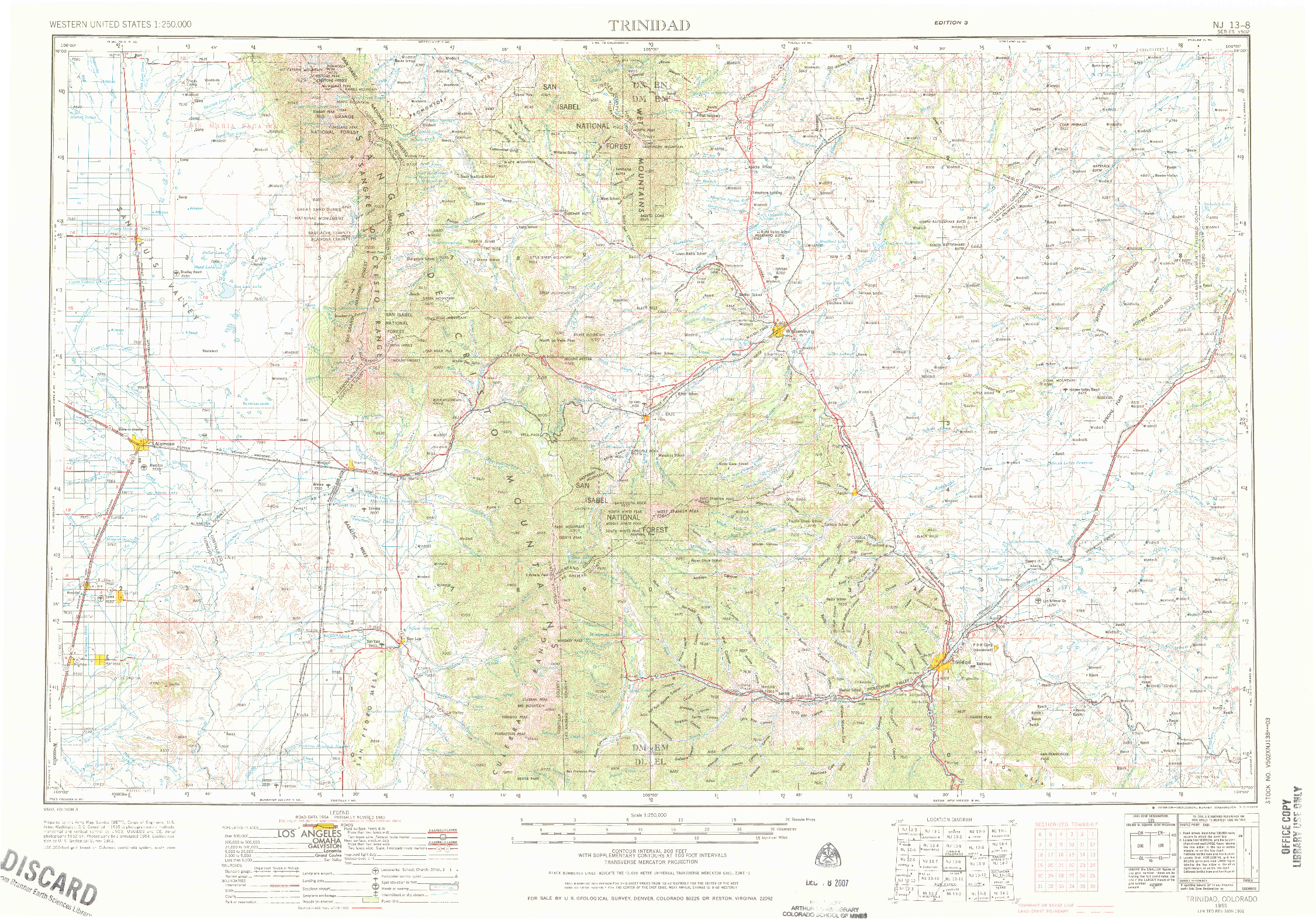 USGS 1:250000-SCALE QUADRANGLE FOR TRINIDAD, CO 1955
