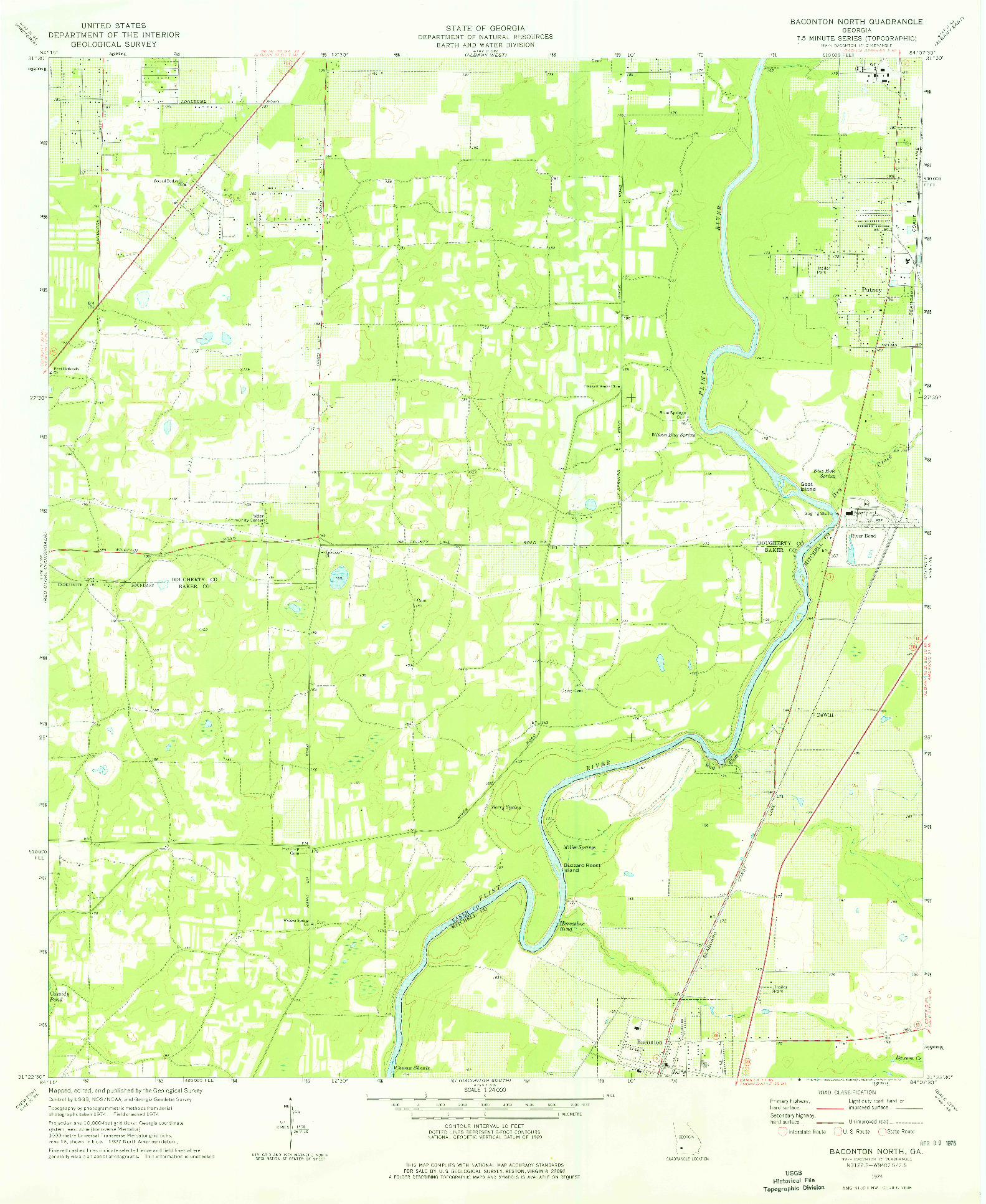 USGS 1:24000-SCALE QUADRANGLE FOR BACONTON NORTH, GA 1974