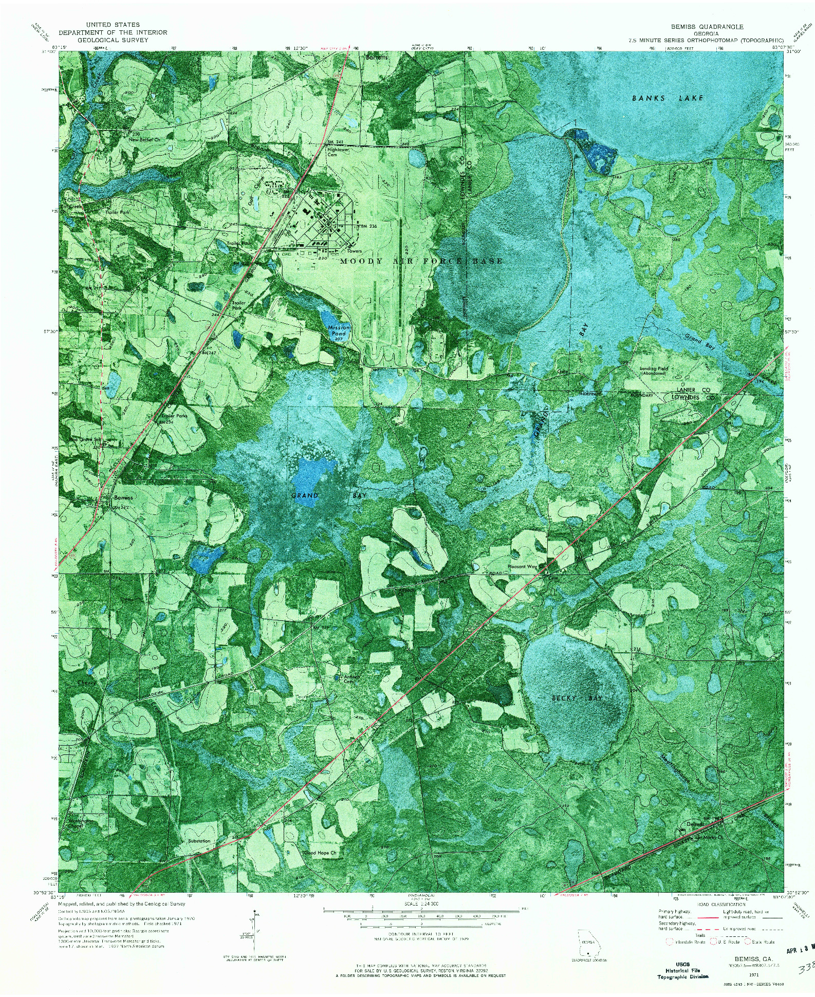 USGS 1:24000-SCALE QUADRANGLE FOR BEMISS, GA 1971