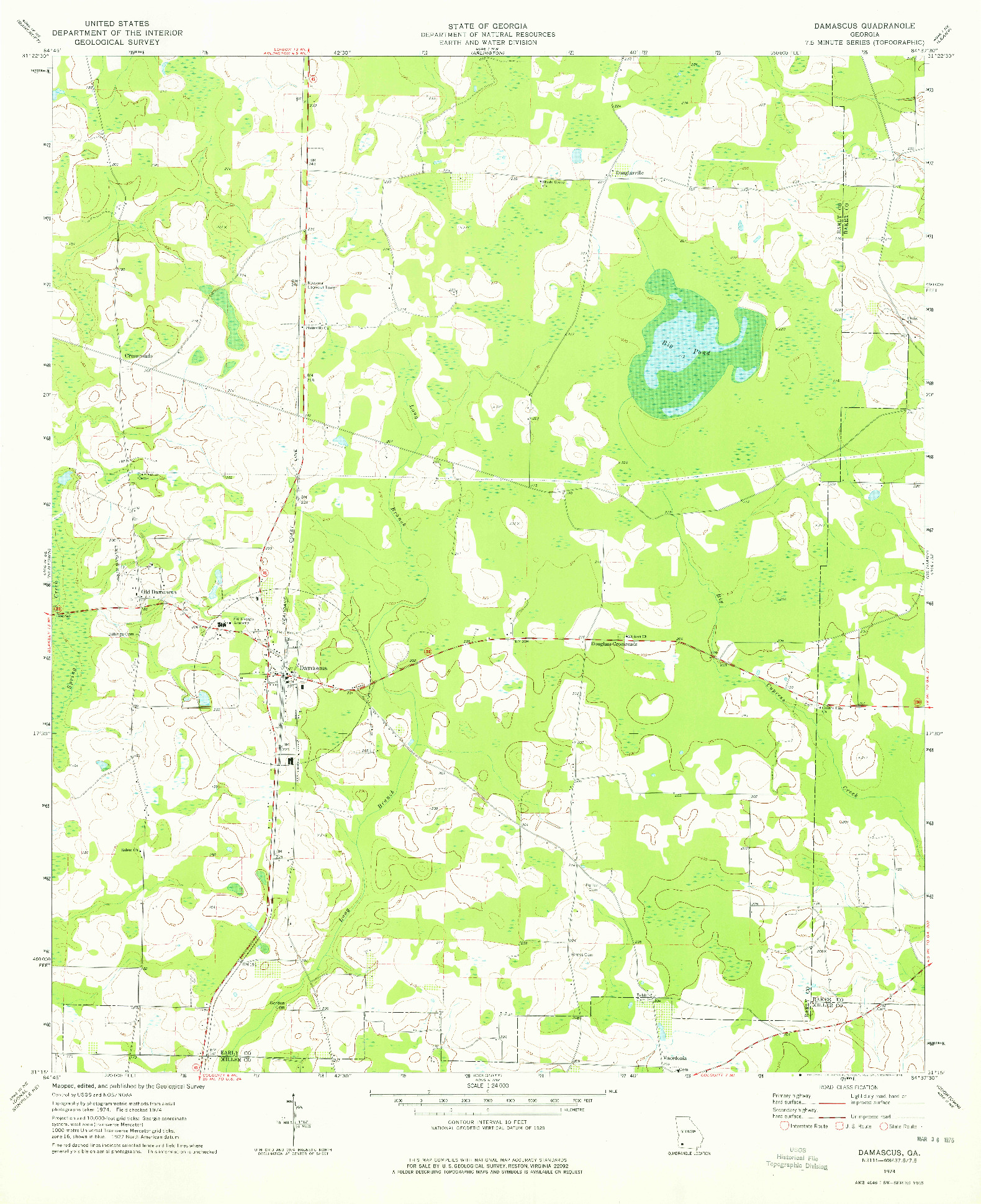 USGS 1:24000-SCALE QUADRANGLE FOR DAMASCUS, GA 1974