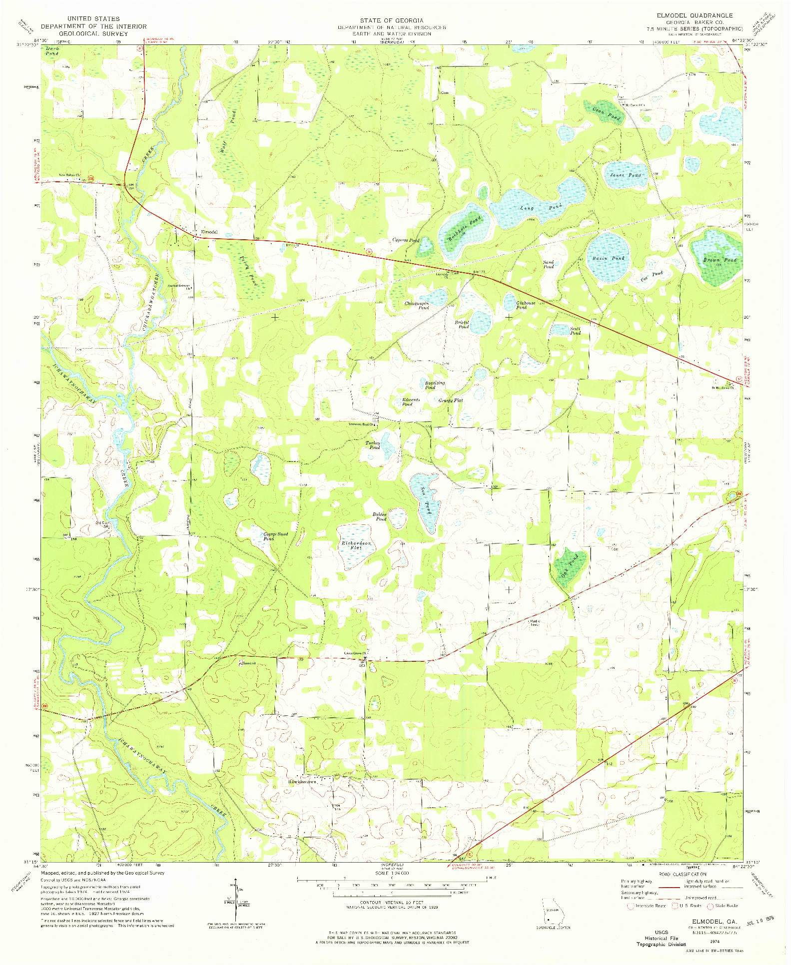 USGS 1:24000-SCALE QUADRANGLE FOR ELMODEL, GA 1974