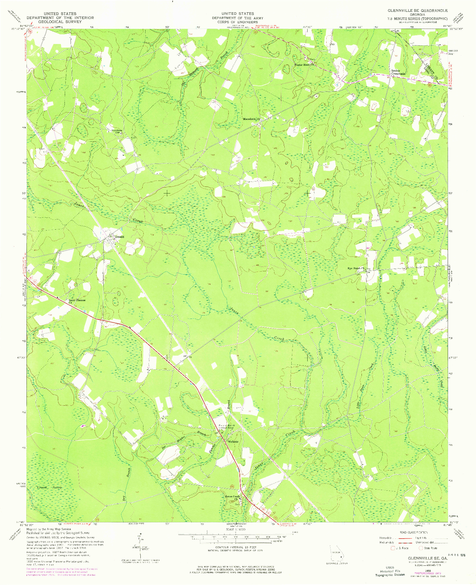 USGS 1:24000-SCALE QUADRANGLE FOR GLENNVILLE SE, GA 1958