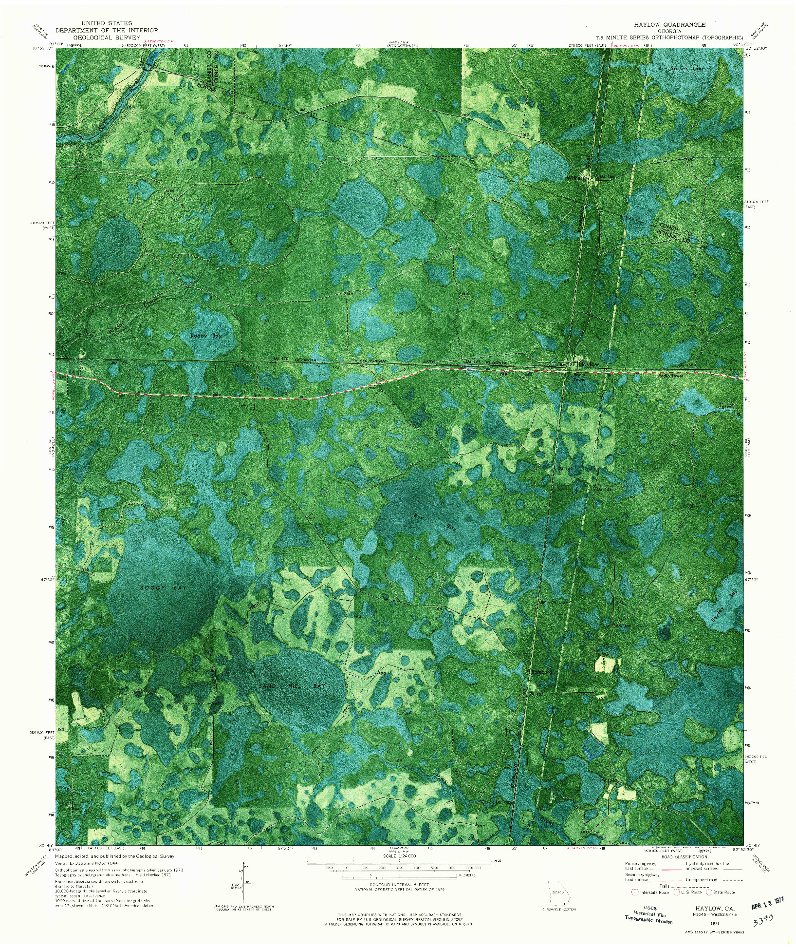 USGS 1:24000-SCALE QUADRANGLE FOR HAYLOW, GA 1971