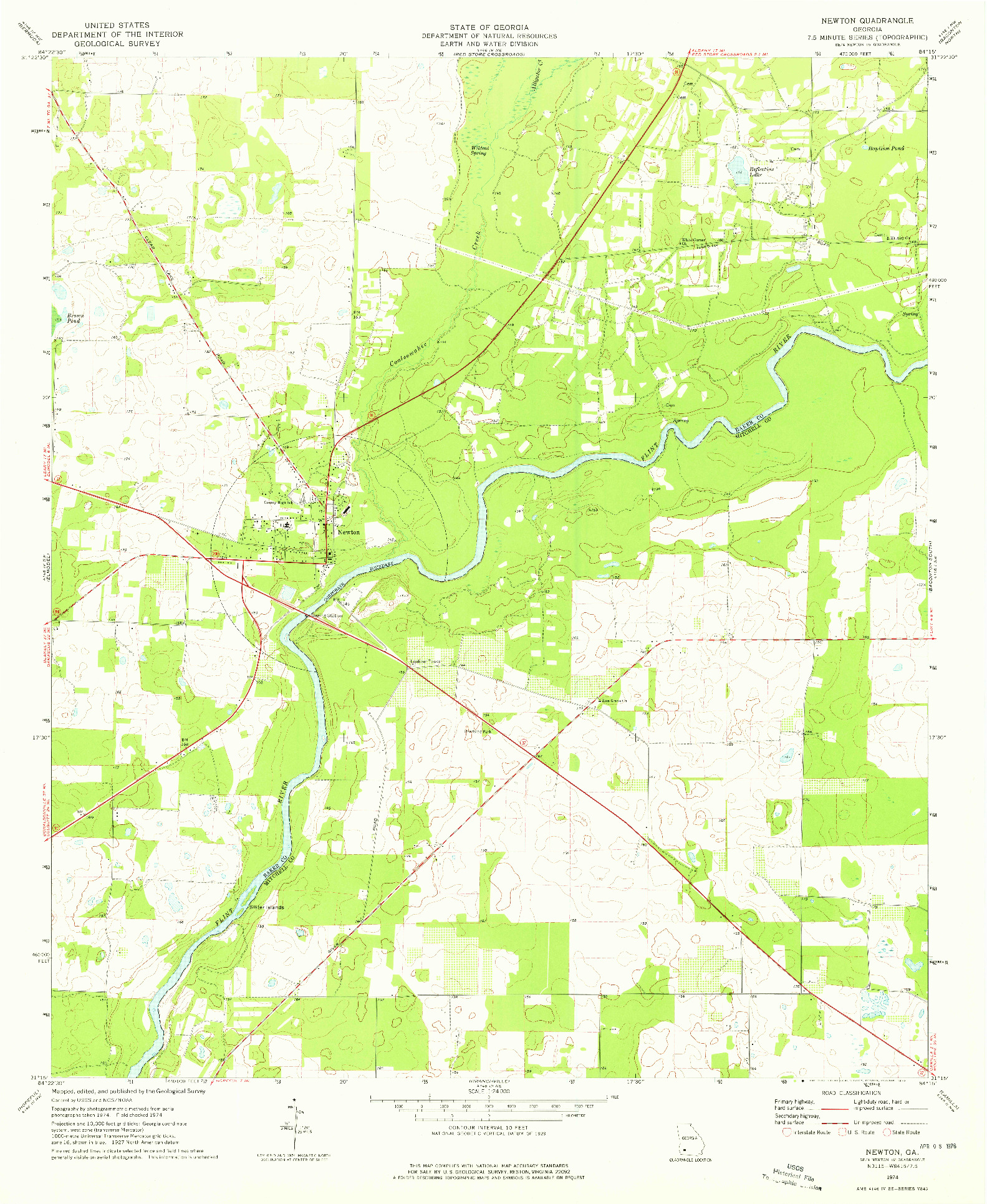 USGS 1:24000-SCALE QUADRANGLE FOR NEWTON, GA 1974