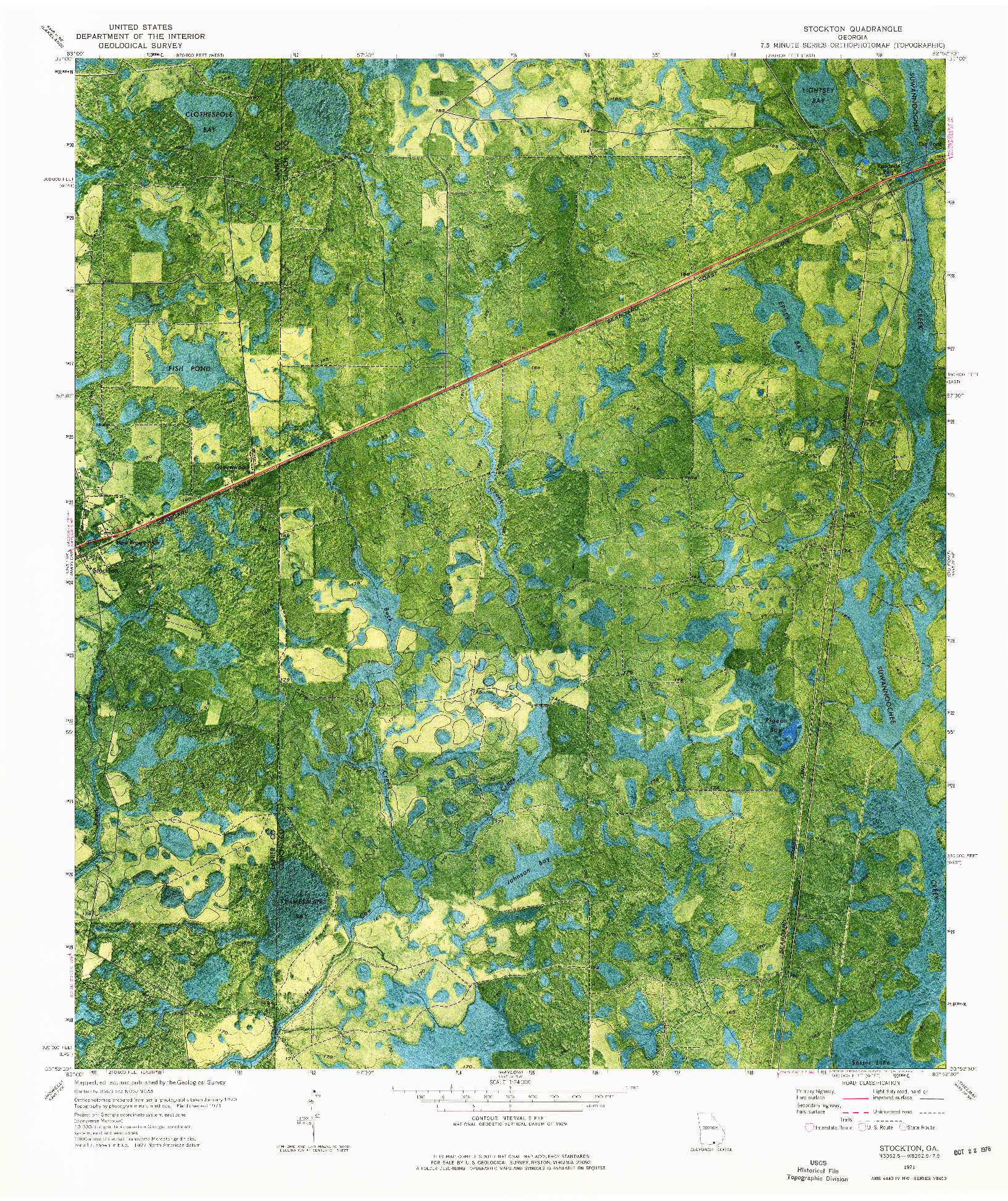 USGS 1:24000-SCALE QUADRANGLE FOR STOCKTON, GA 1971