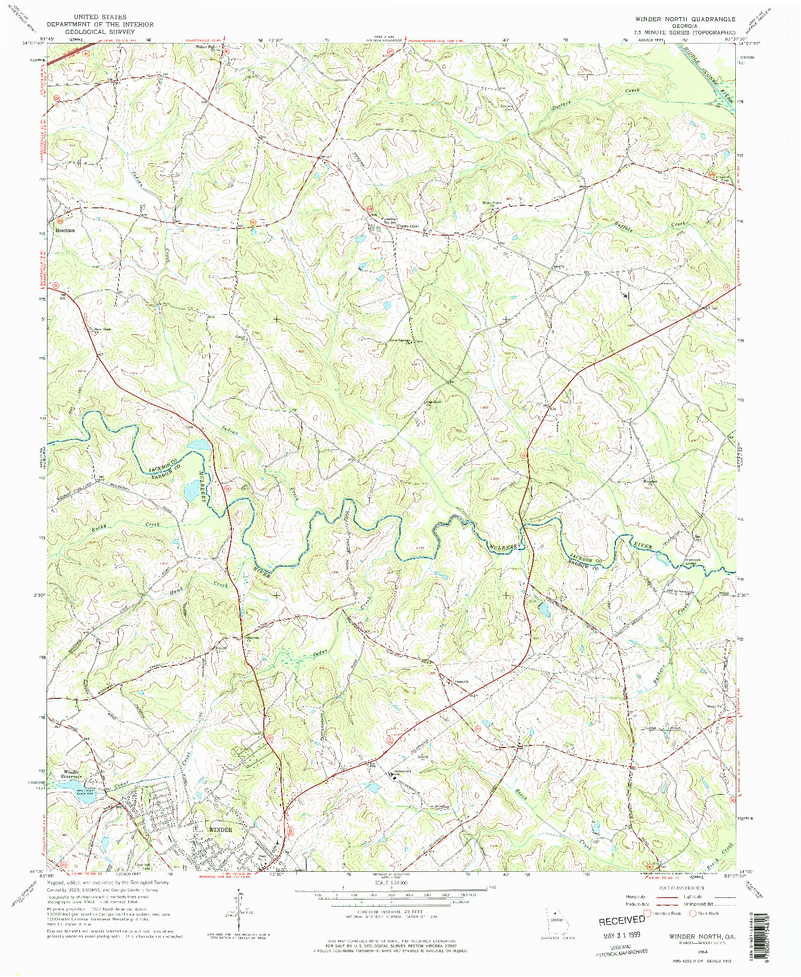 USGS 1:24000-SCALE QUADRANGLE FOR WINDER NORTH, GA 1964